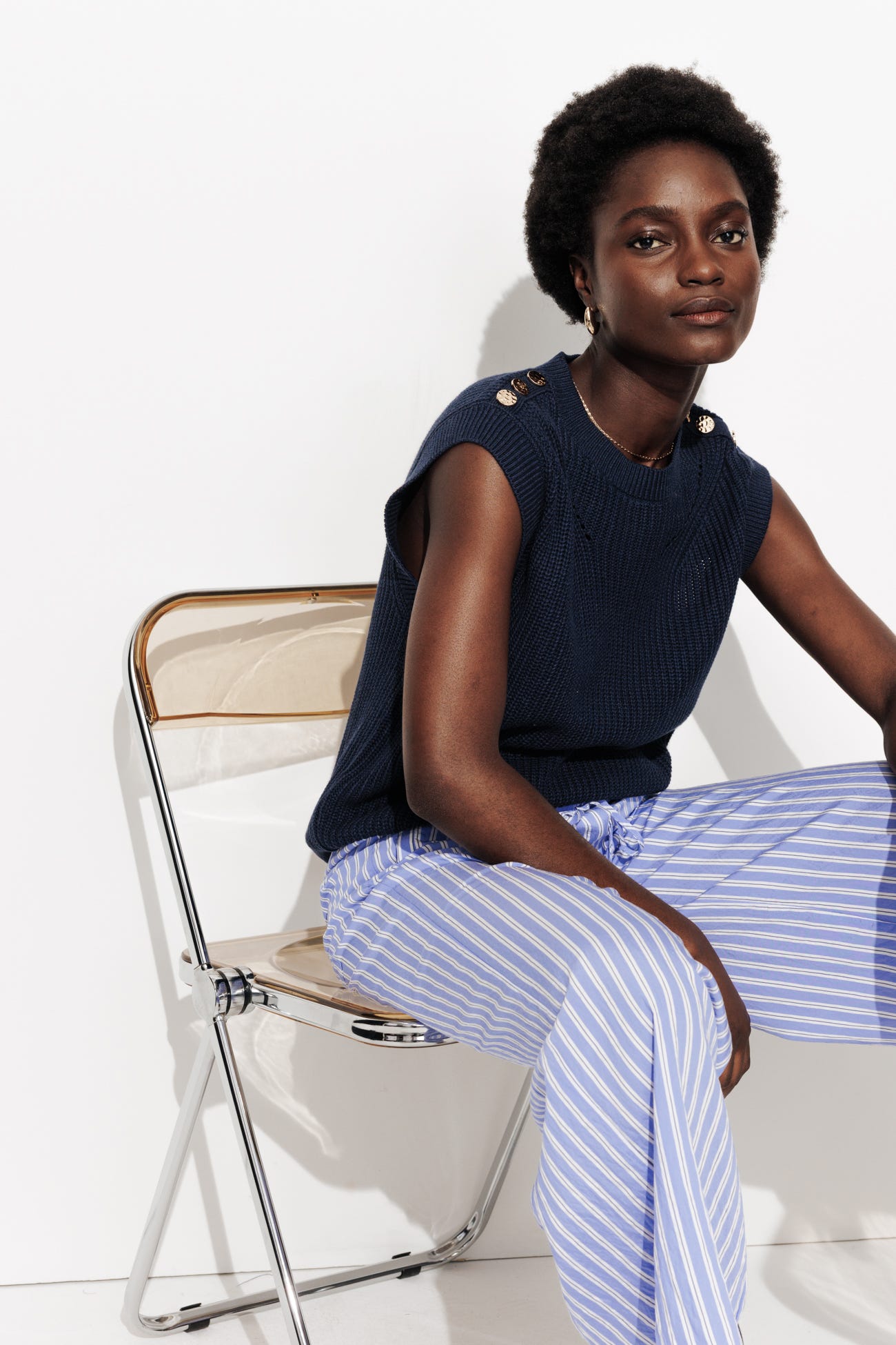 Pull-débardeur côtelé Femme