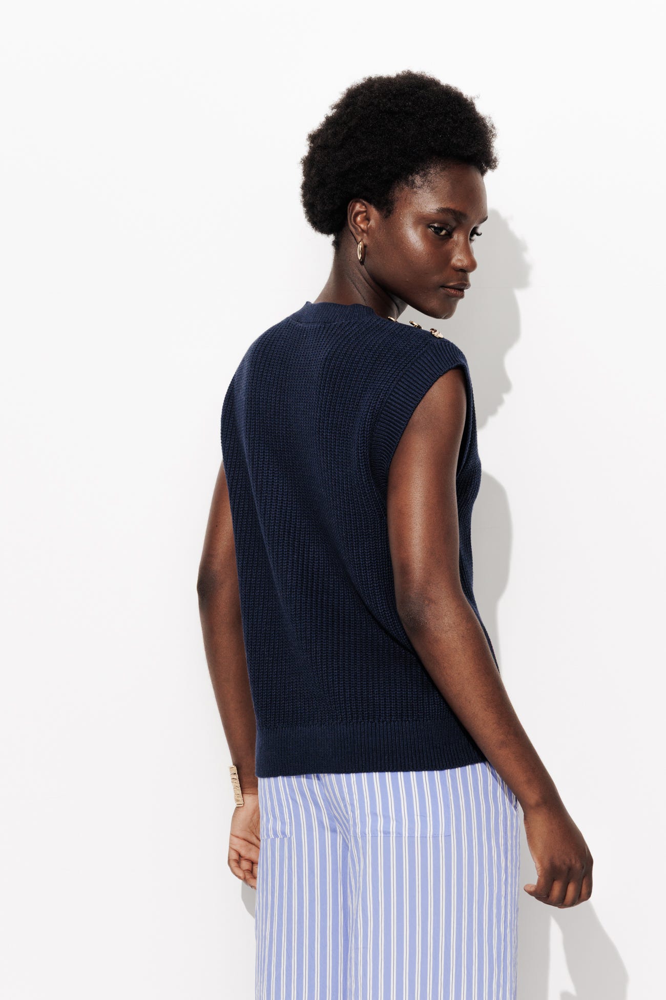 Pull-débardeur côtelé Femme