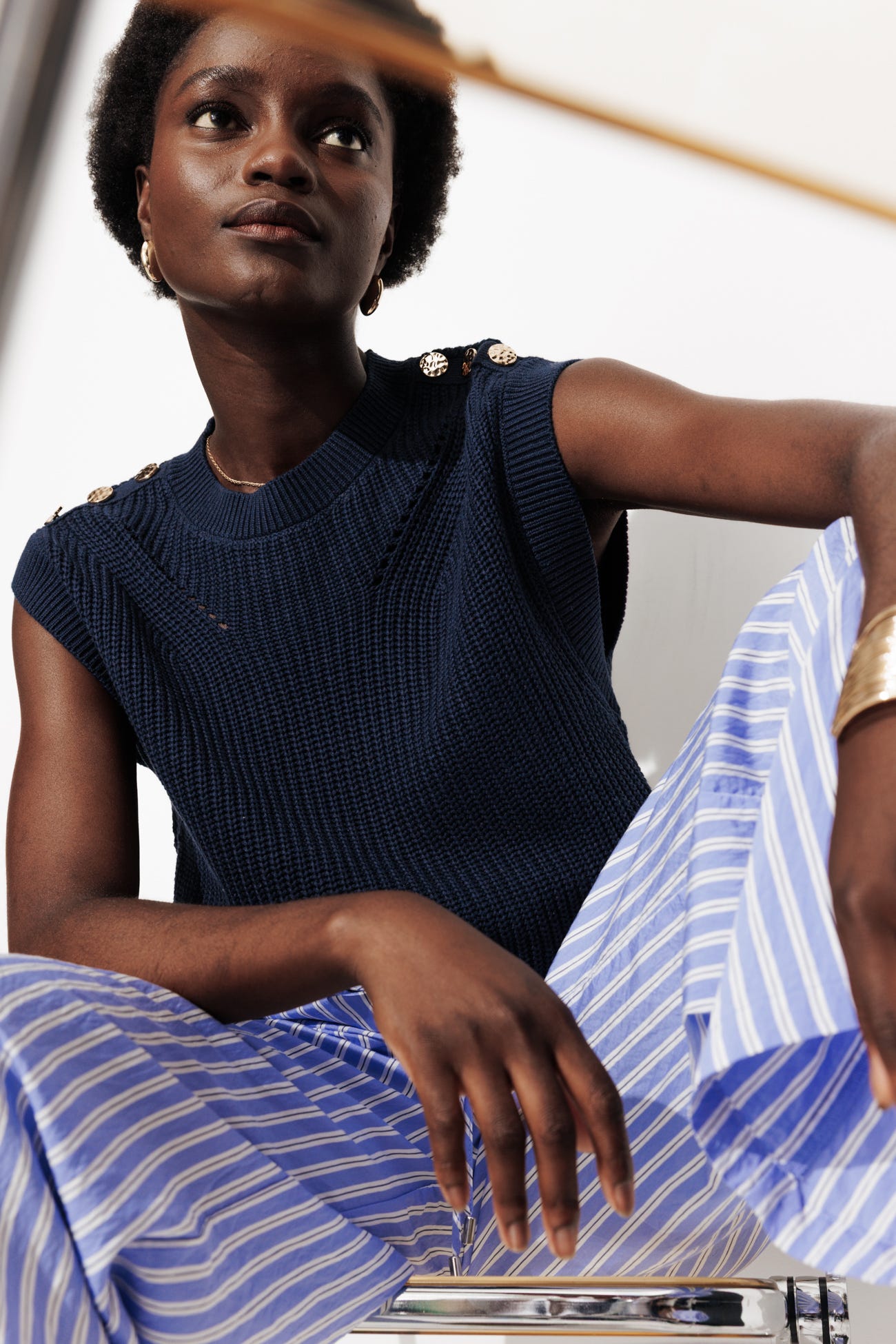 Pull-débardeur côtelé Femme