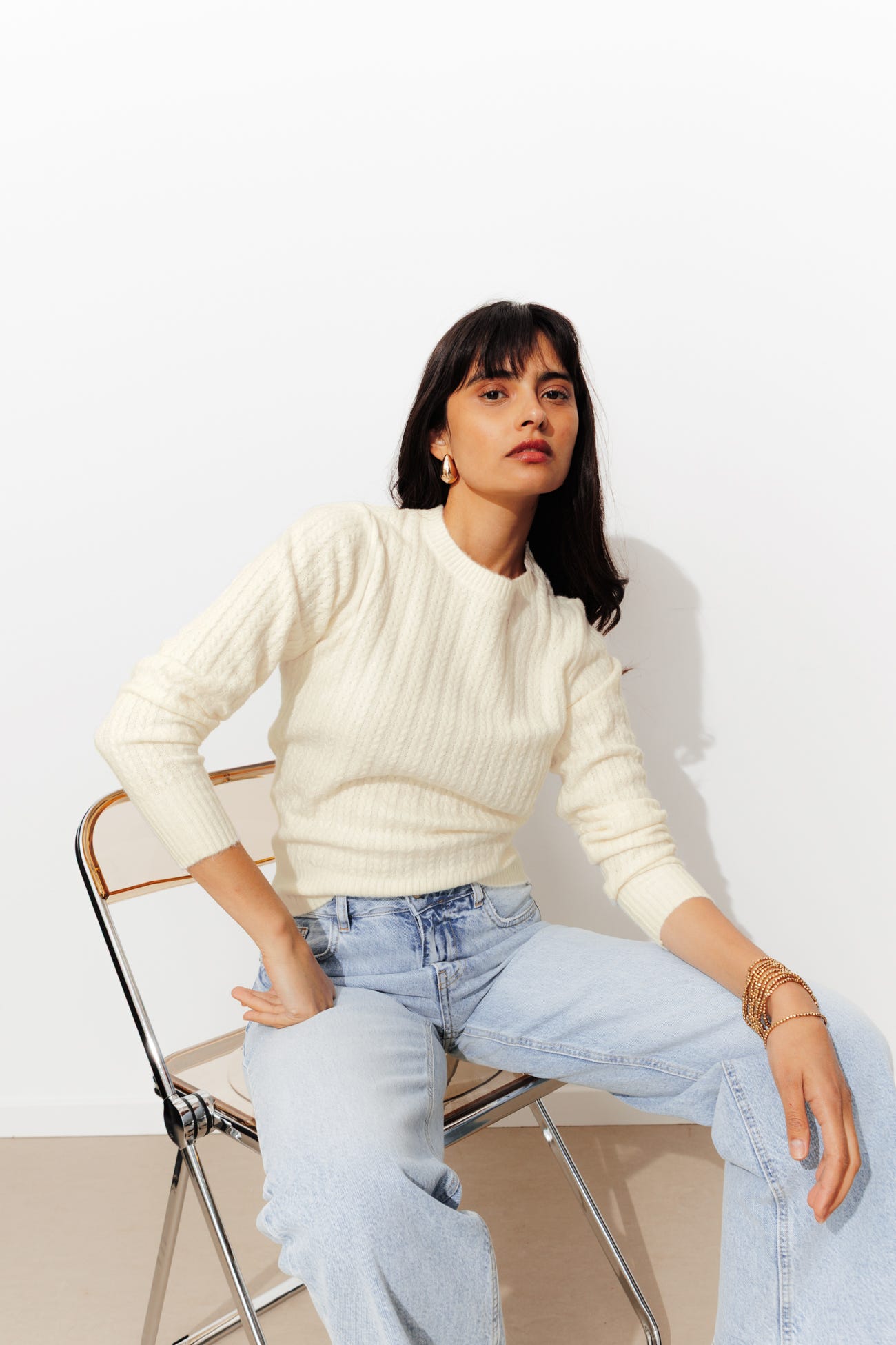 Pull torsadé col rond Femme
