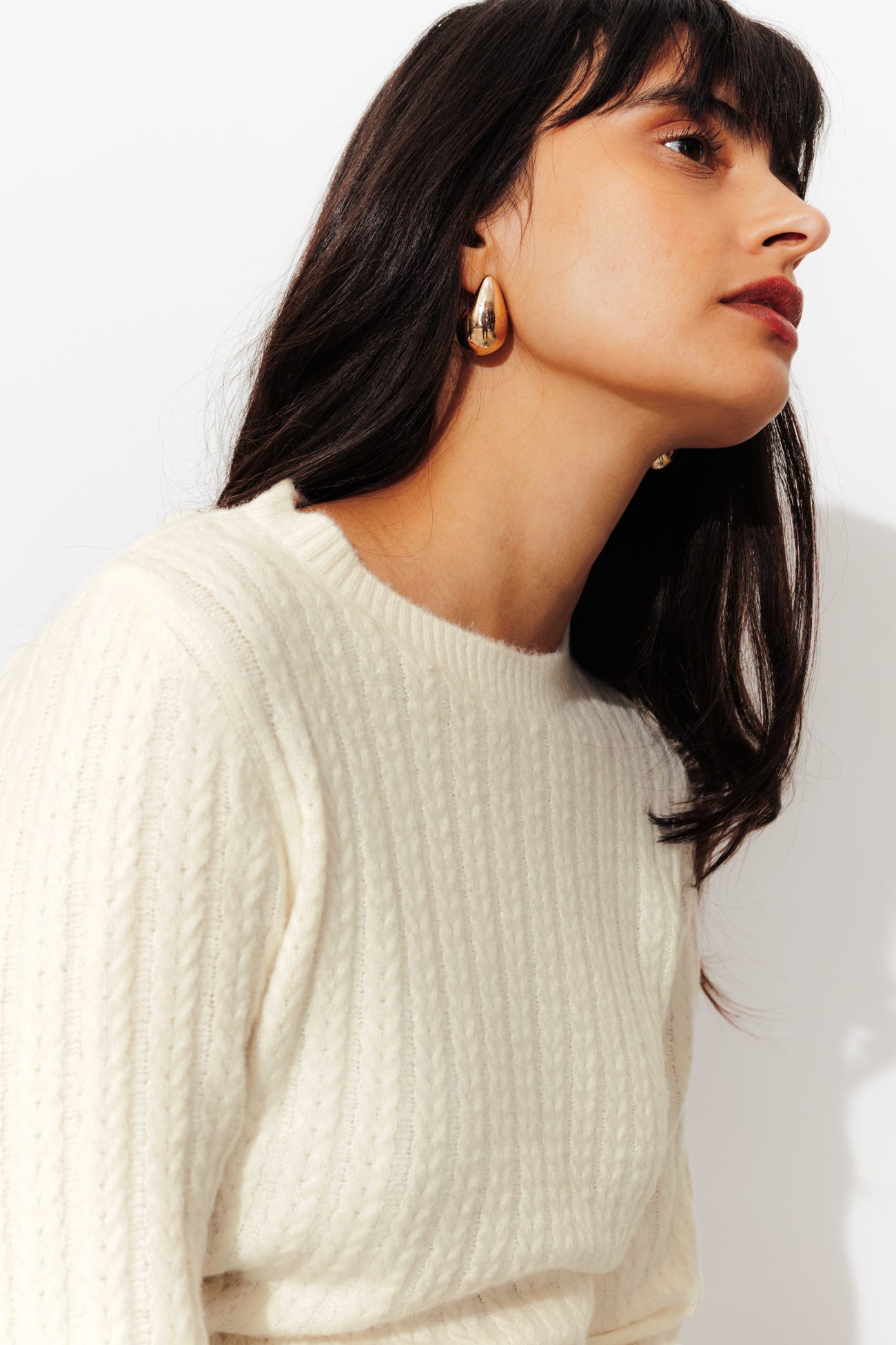 Jersey trenzado cuello redondo