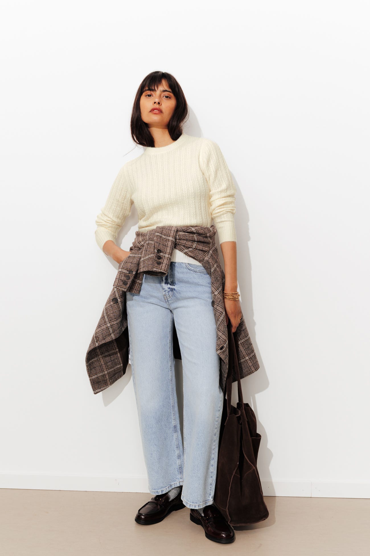 Jersey trenzado cuello redondo