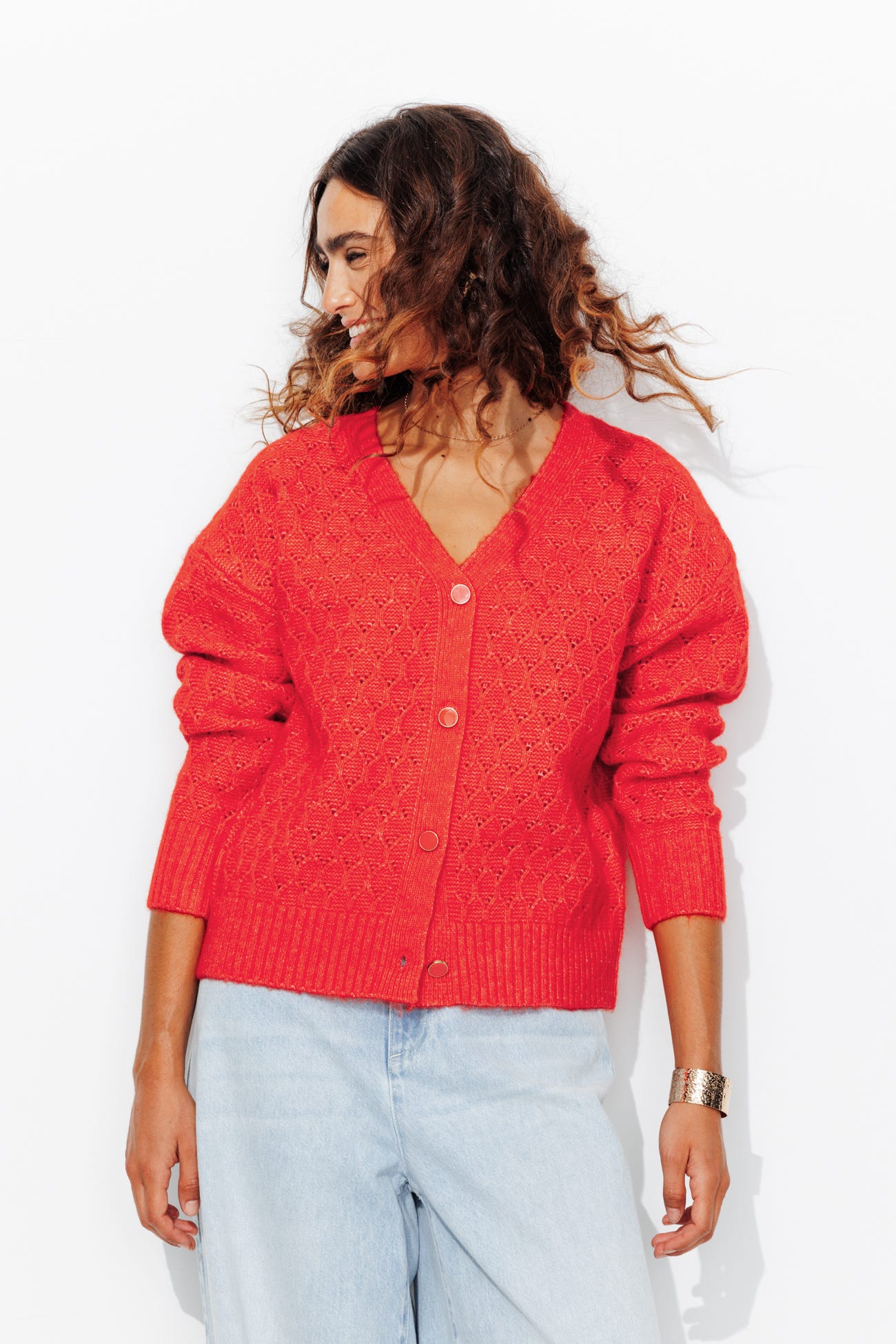Cardigan torsadé recto-verso