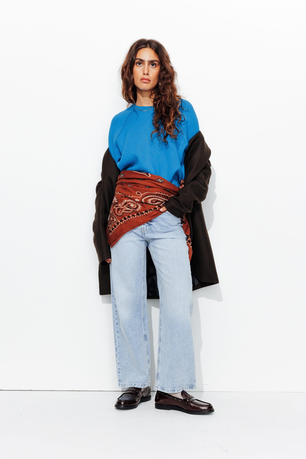 Pull uni col rond Femme