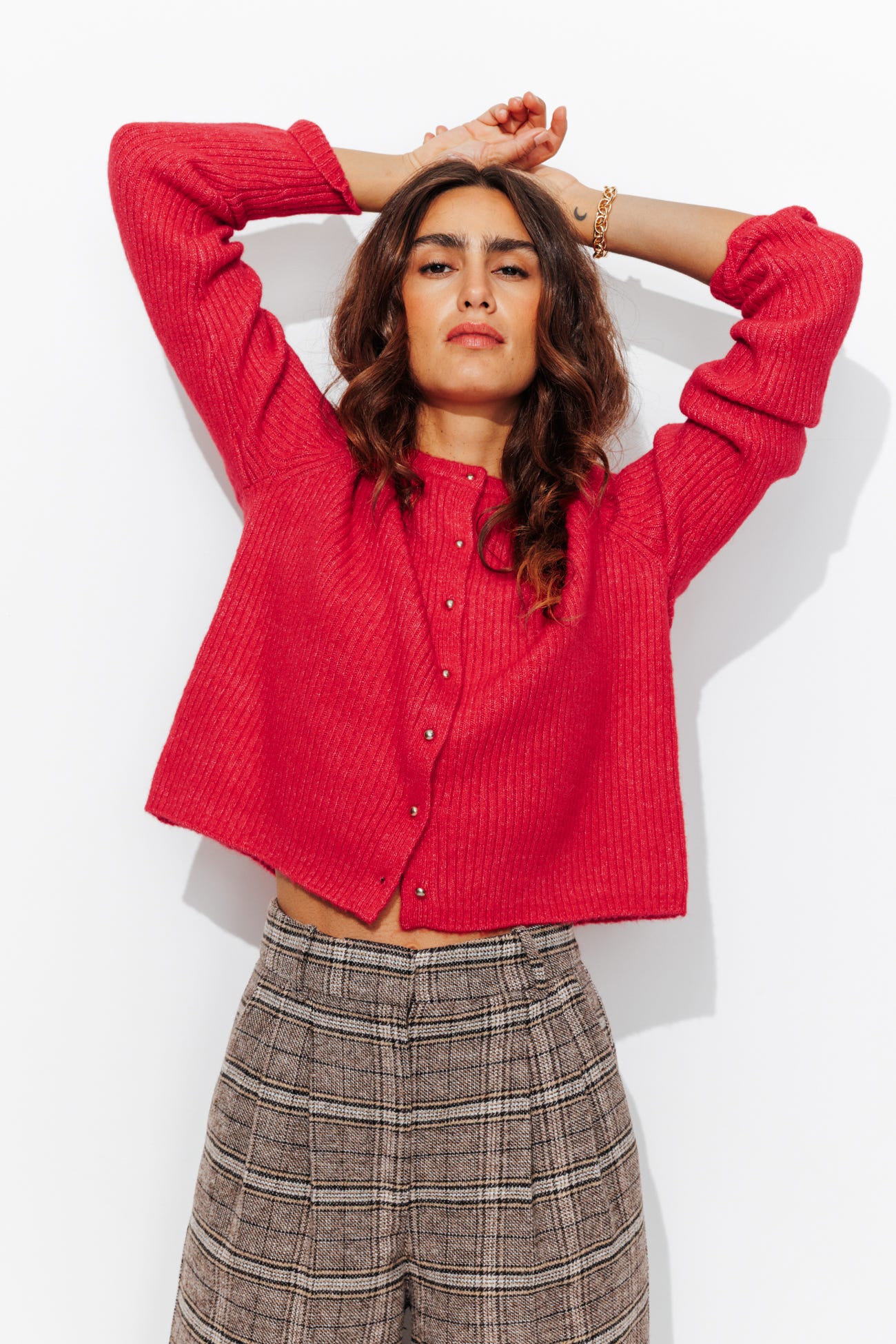 Cardigan court côtelé Femme