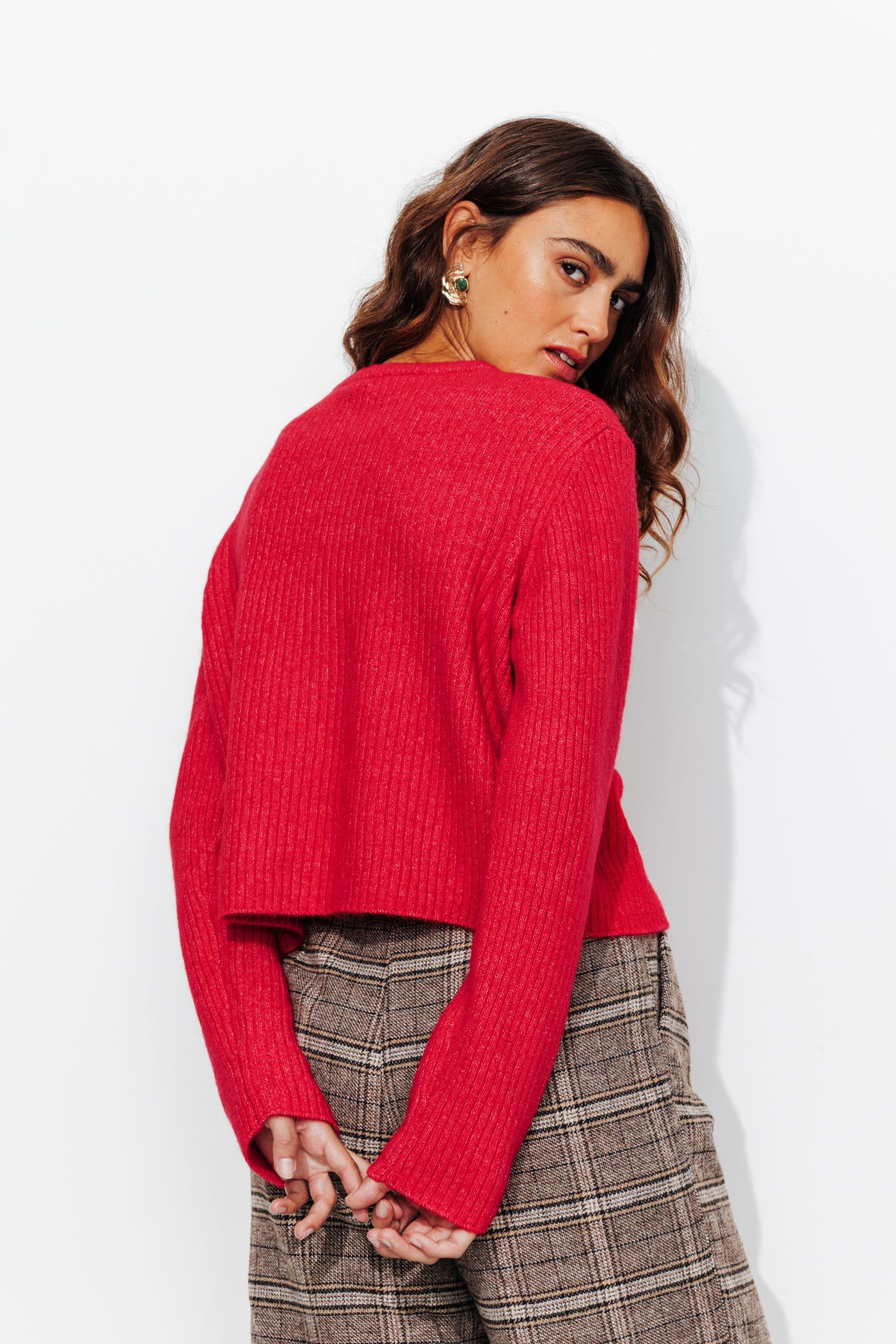 Cardigan court côtelé Femme