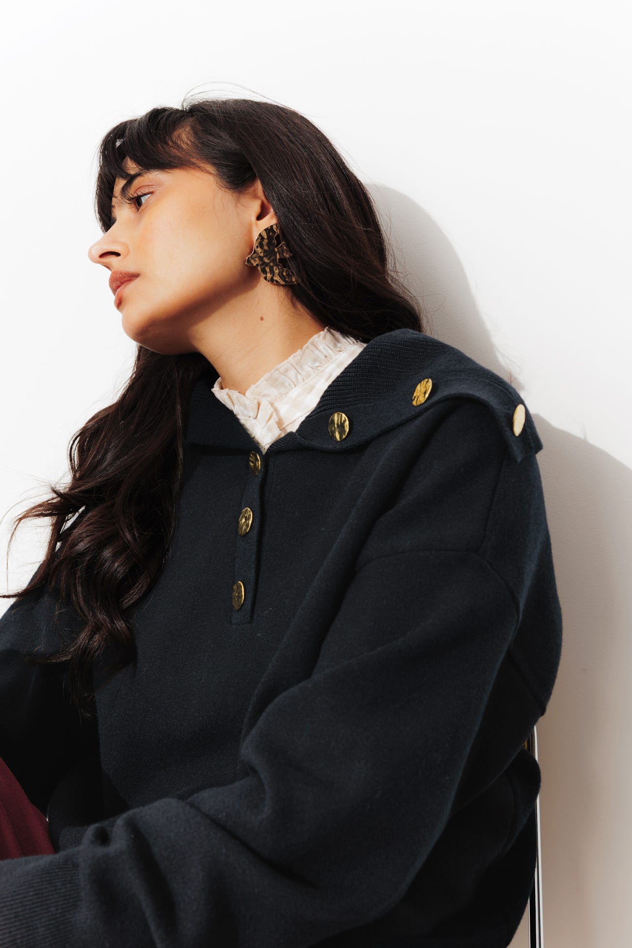 Nautical button-neck jumper