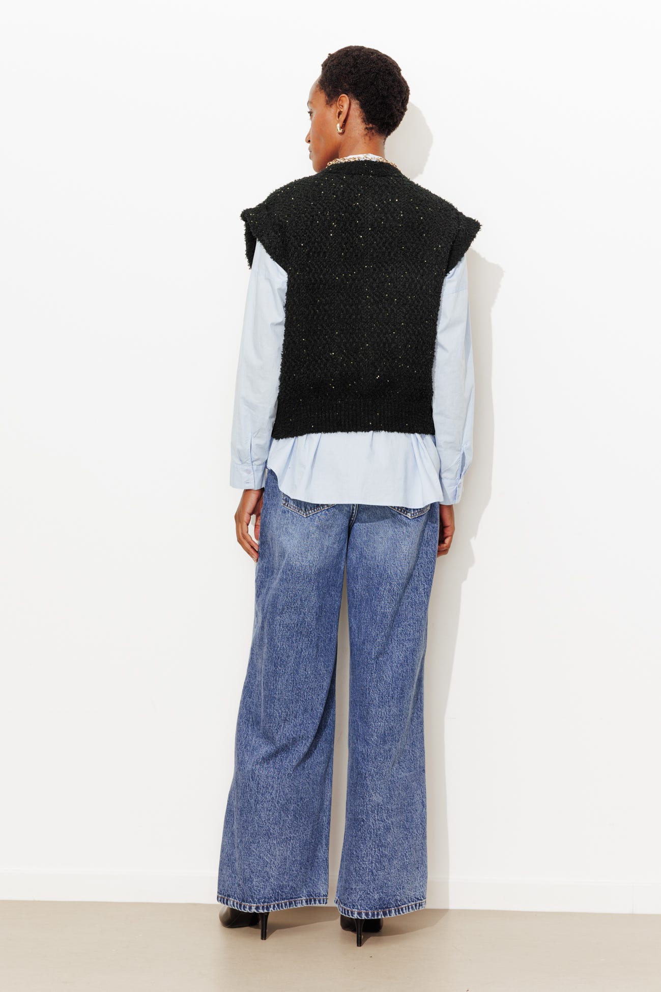 Cardigan irisé sans manches