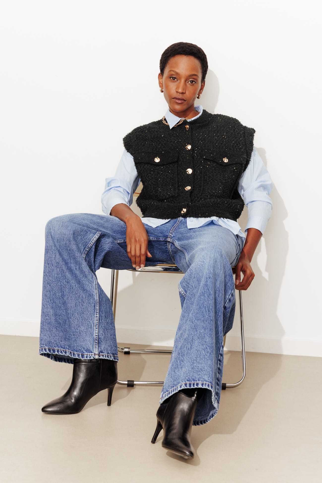 Cardigan irisé sans manches