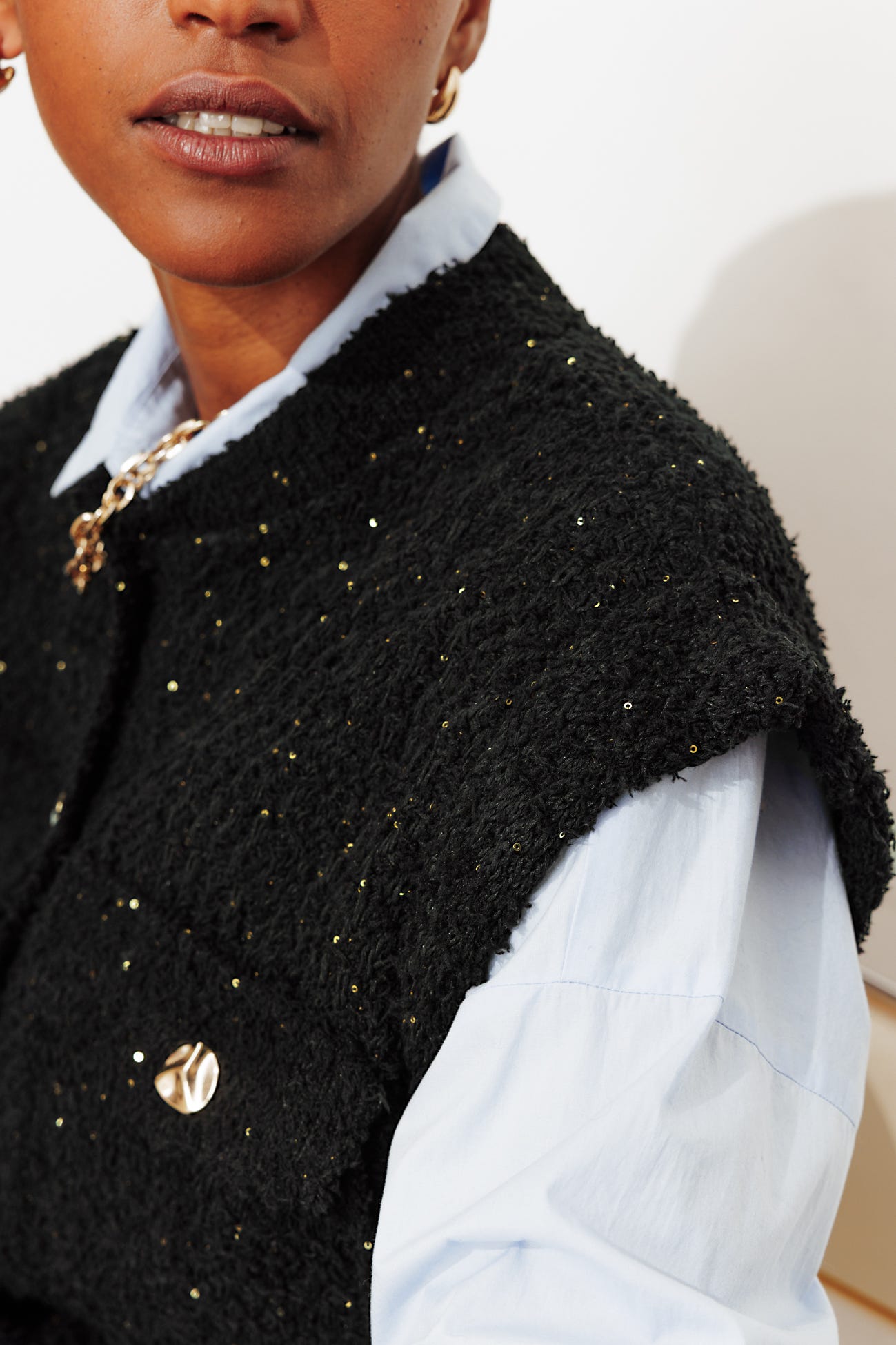 Cardigan irisé sans manches