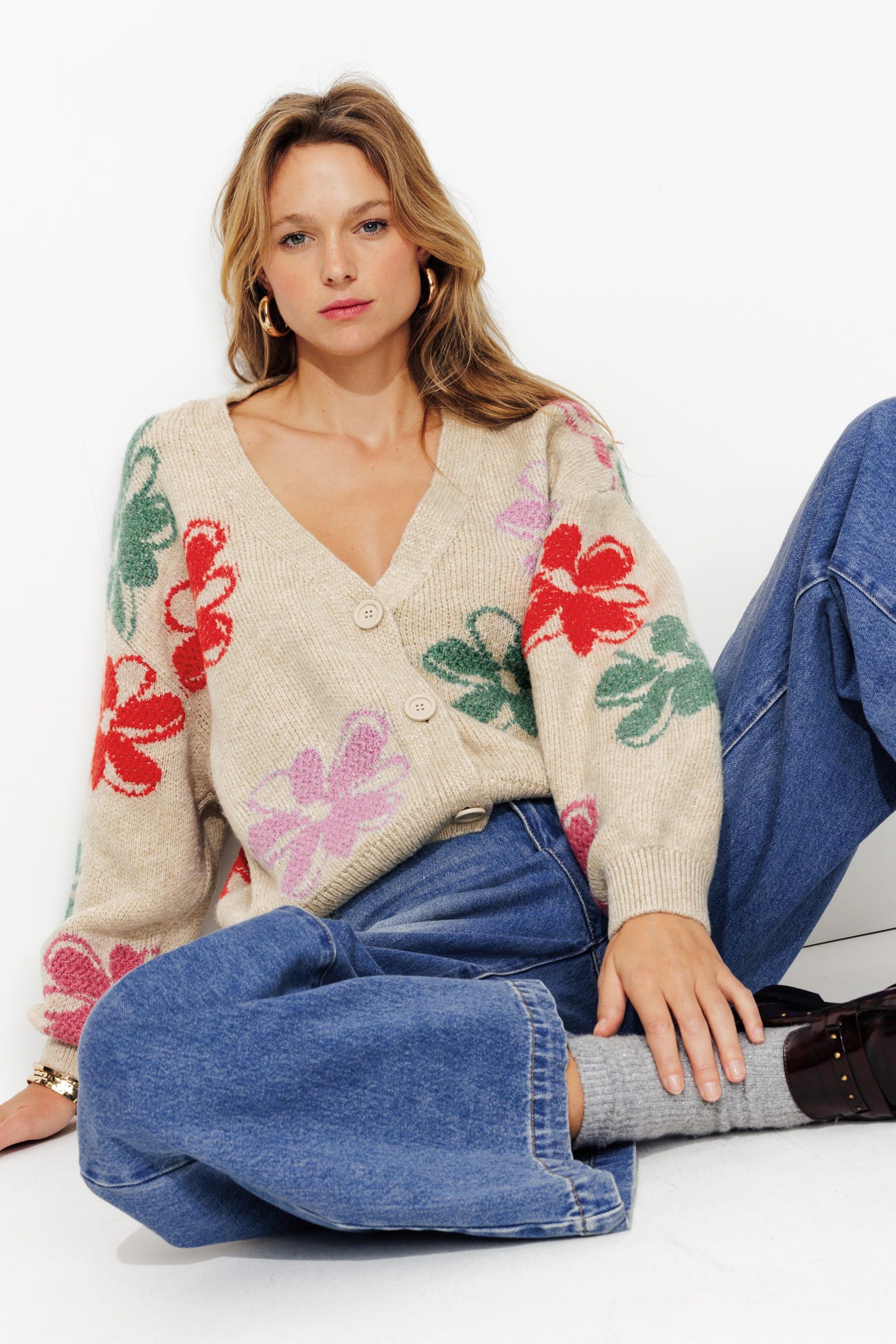 Cardigan à fleurs Femme