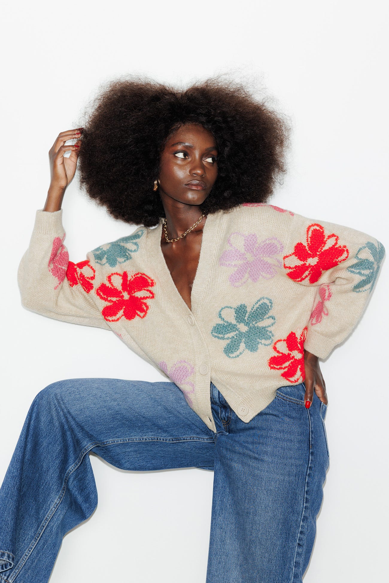 Cardigan à fleurs Femme