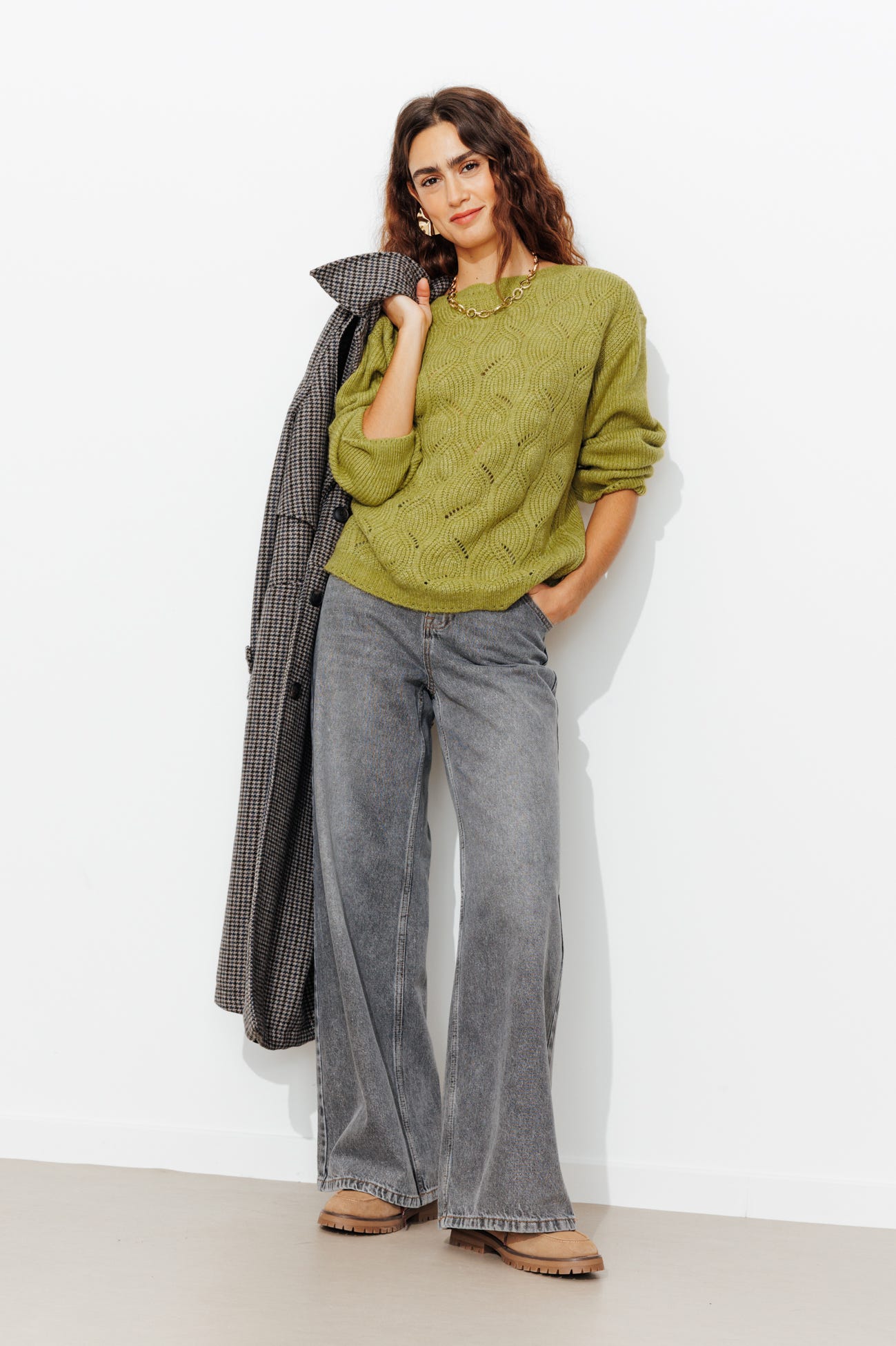 Pull torsadé ajouré Femme