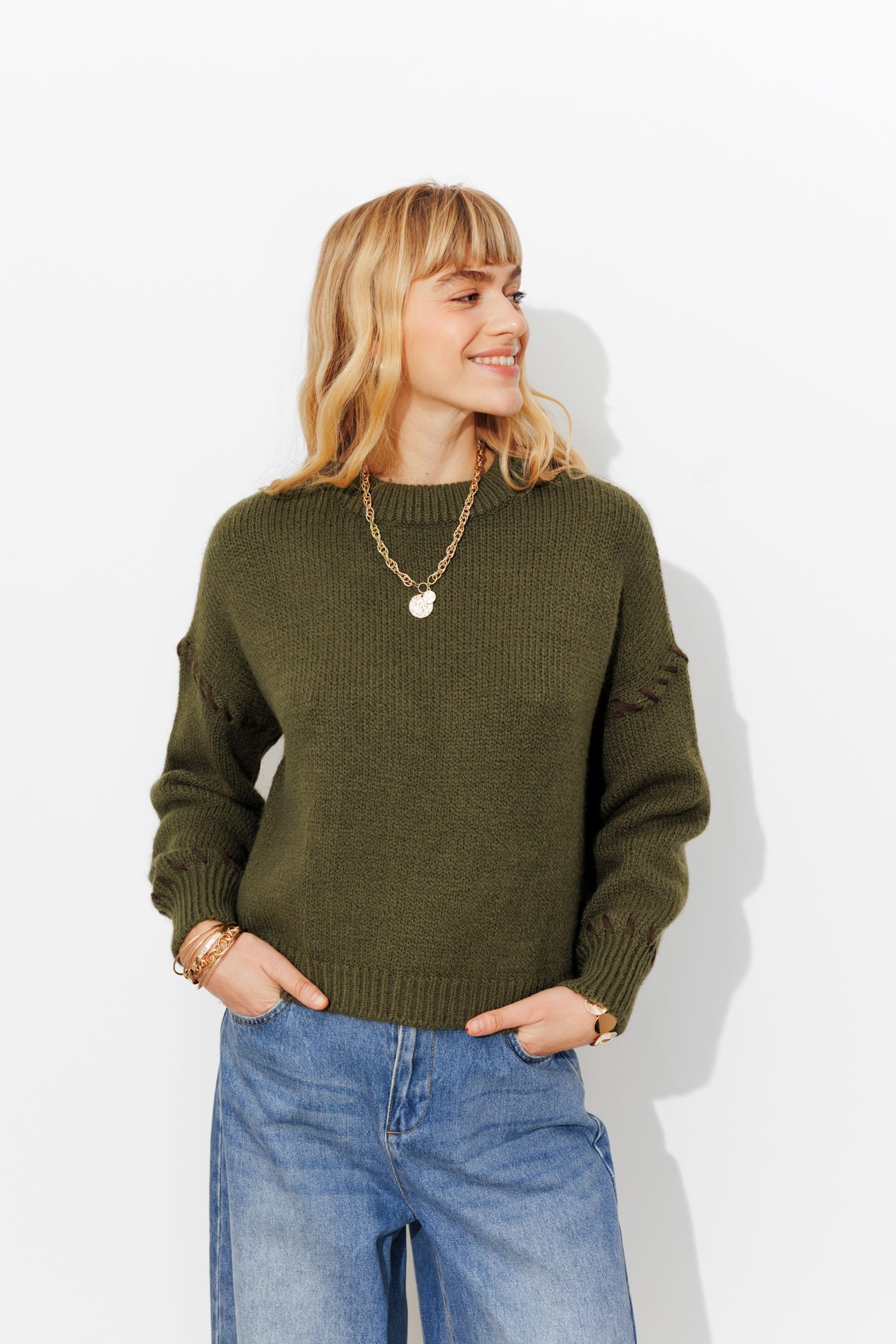 Pull court en maille Femme