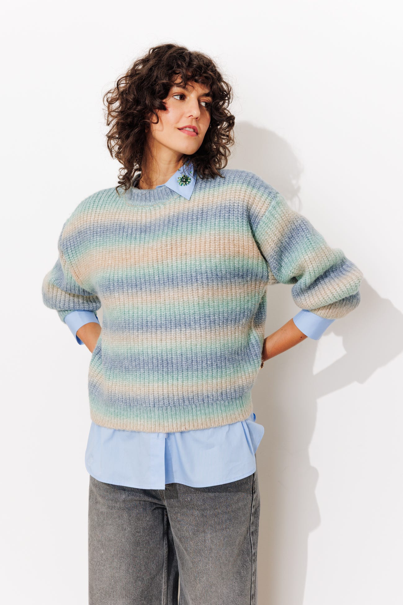 Pull côtelé rainbow Femme