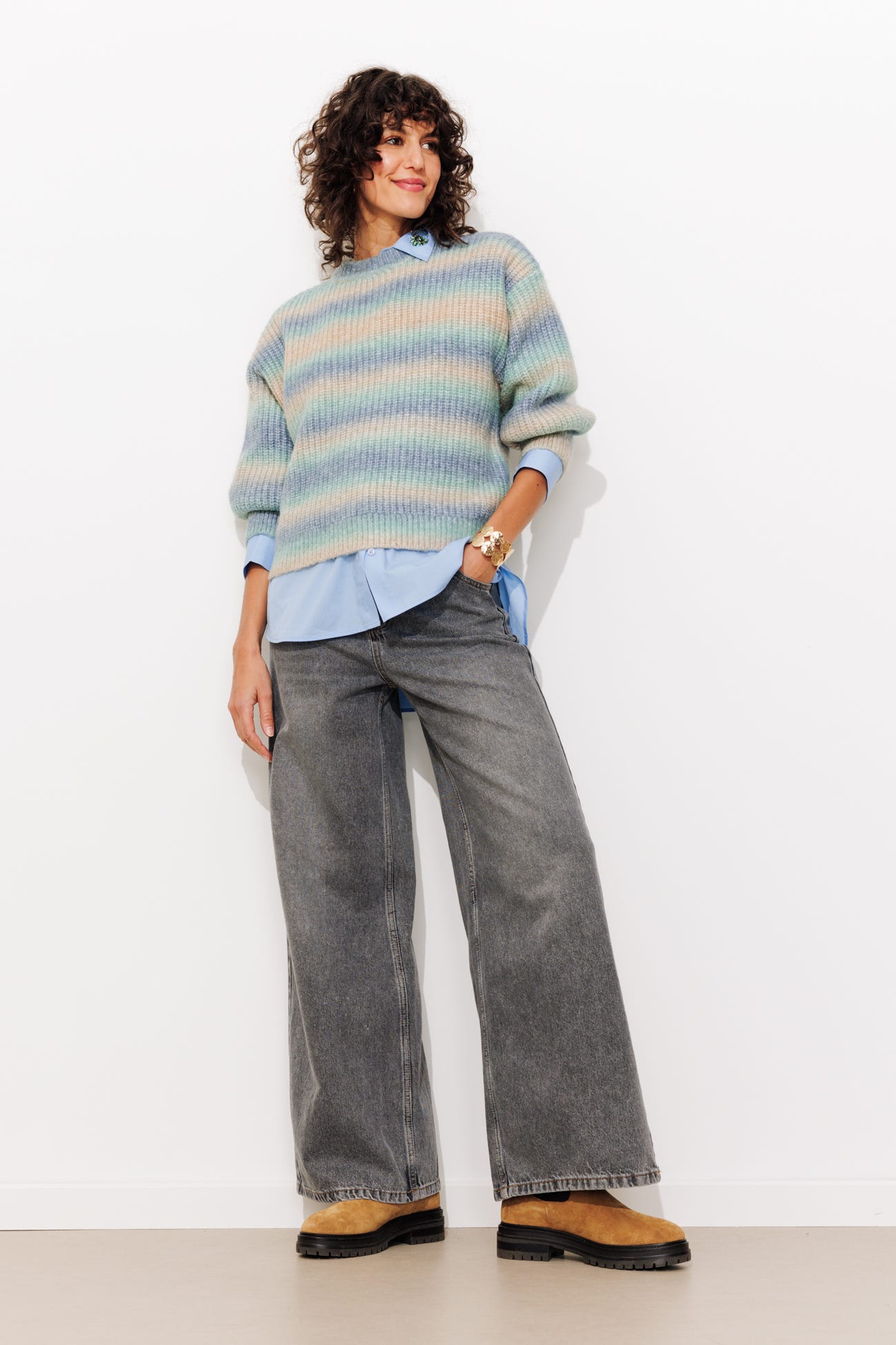 Pull côtelé rainbow Femme