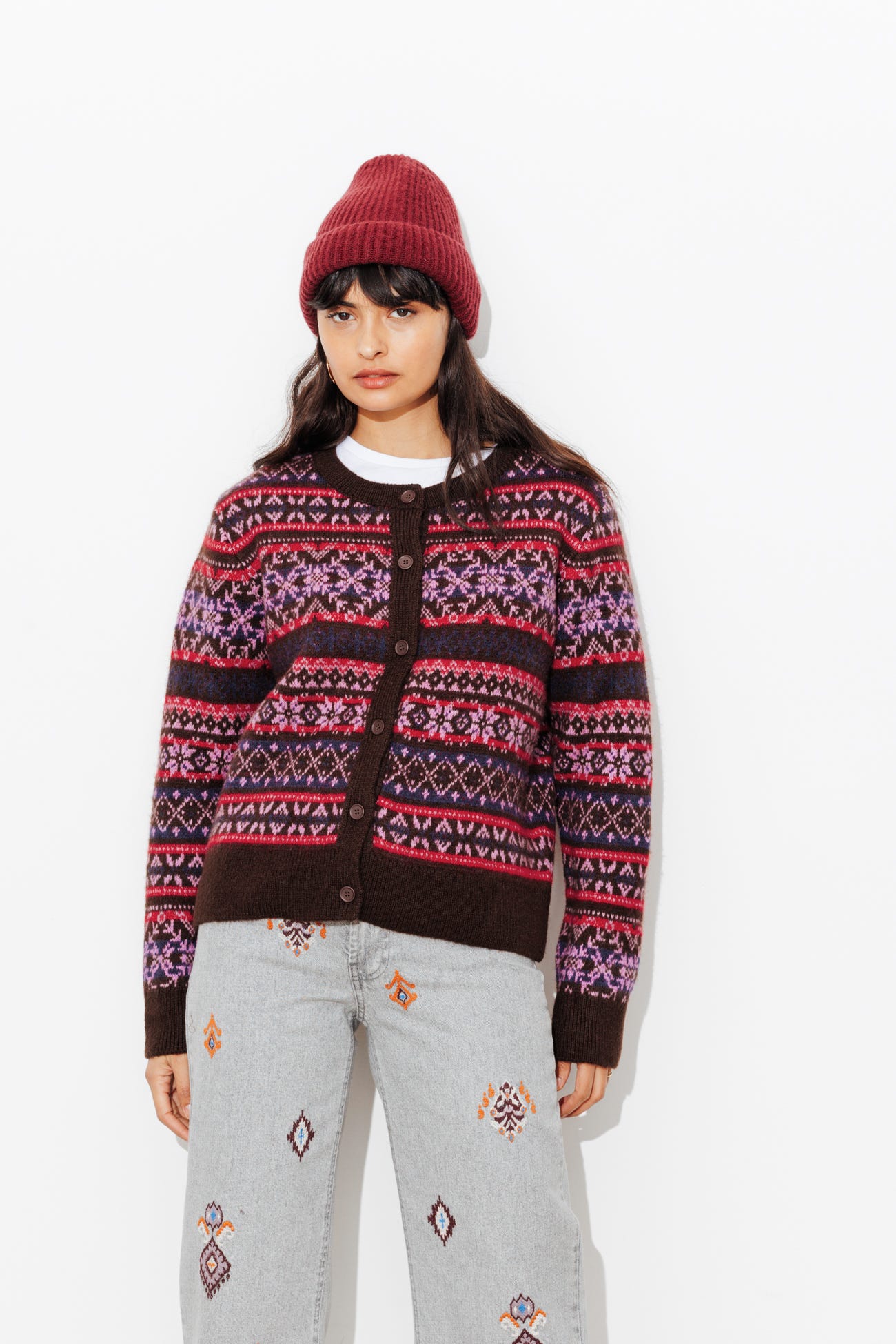 Cardigan en jacquard Femme