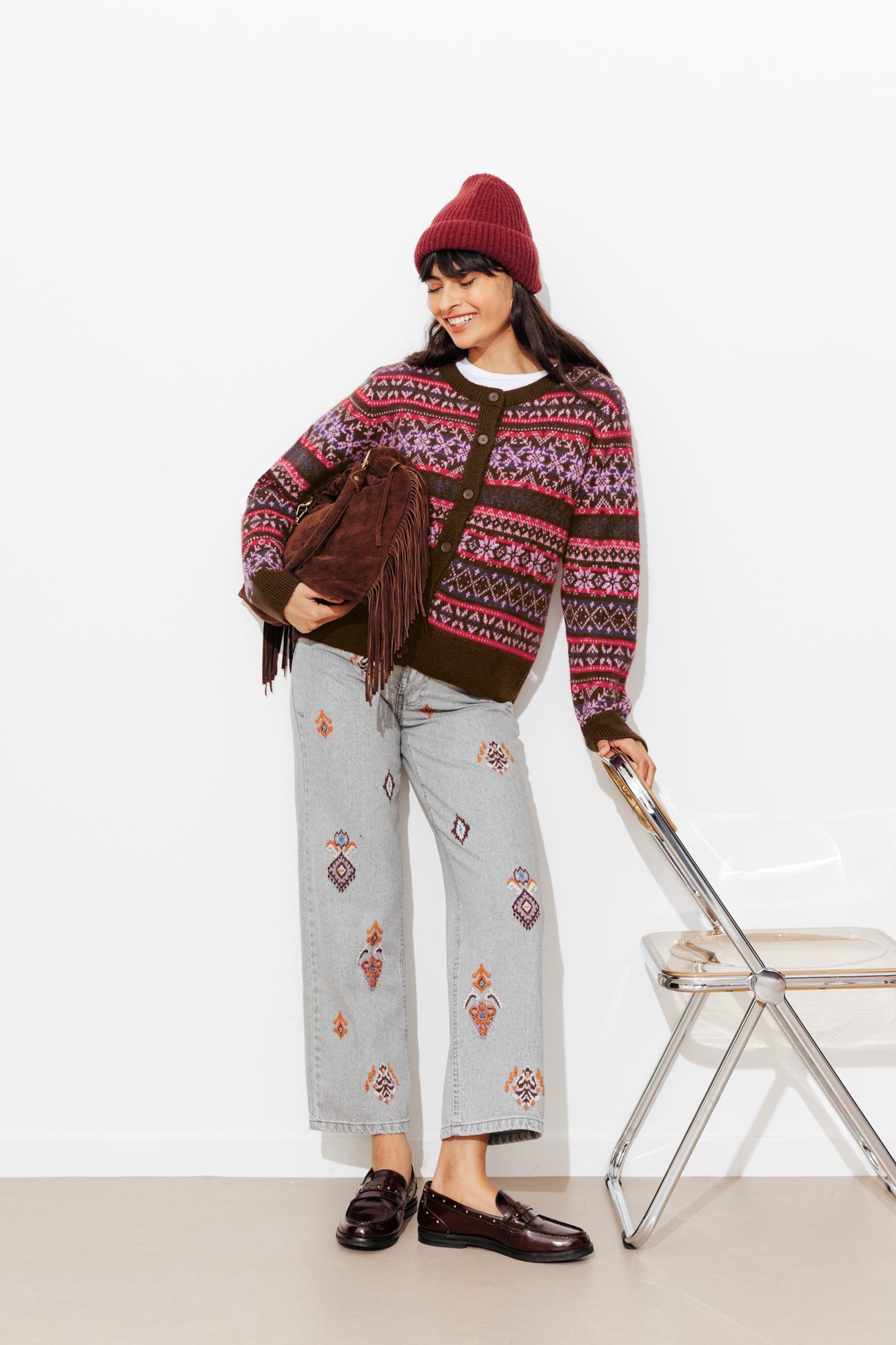 Cardigan en jacquard Femme