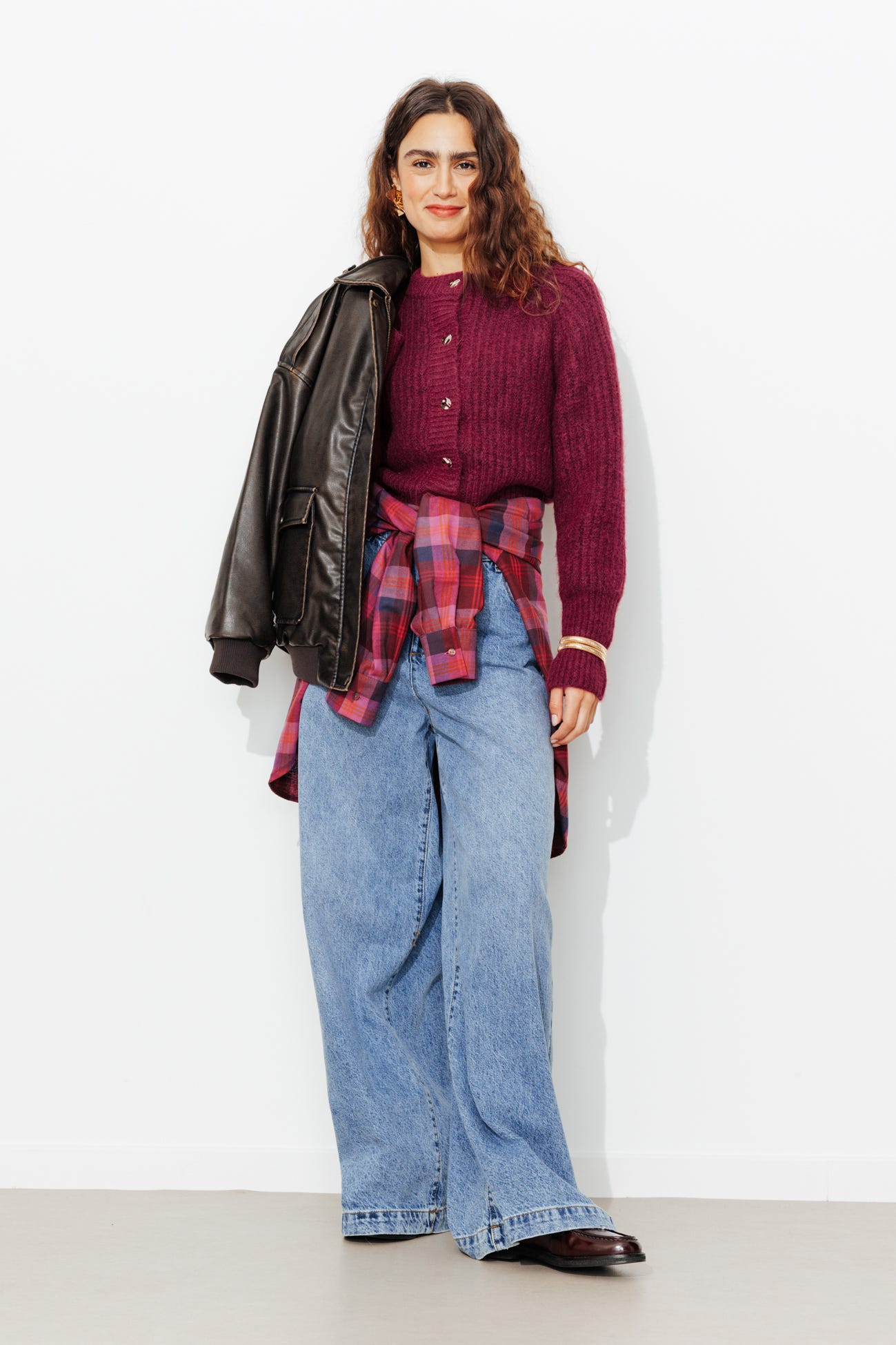 Cardigan côtelé col rond Femme