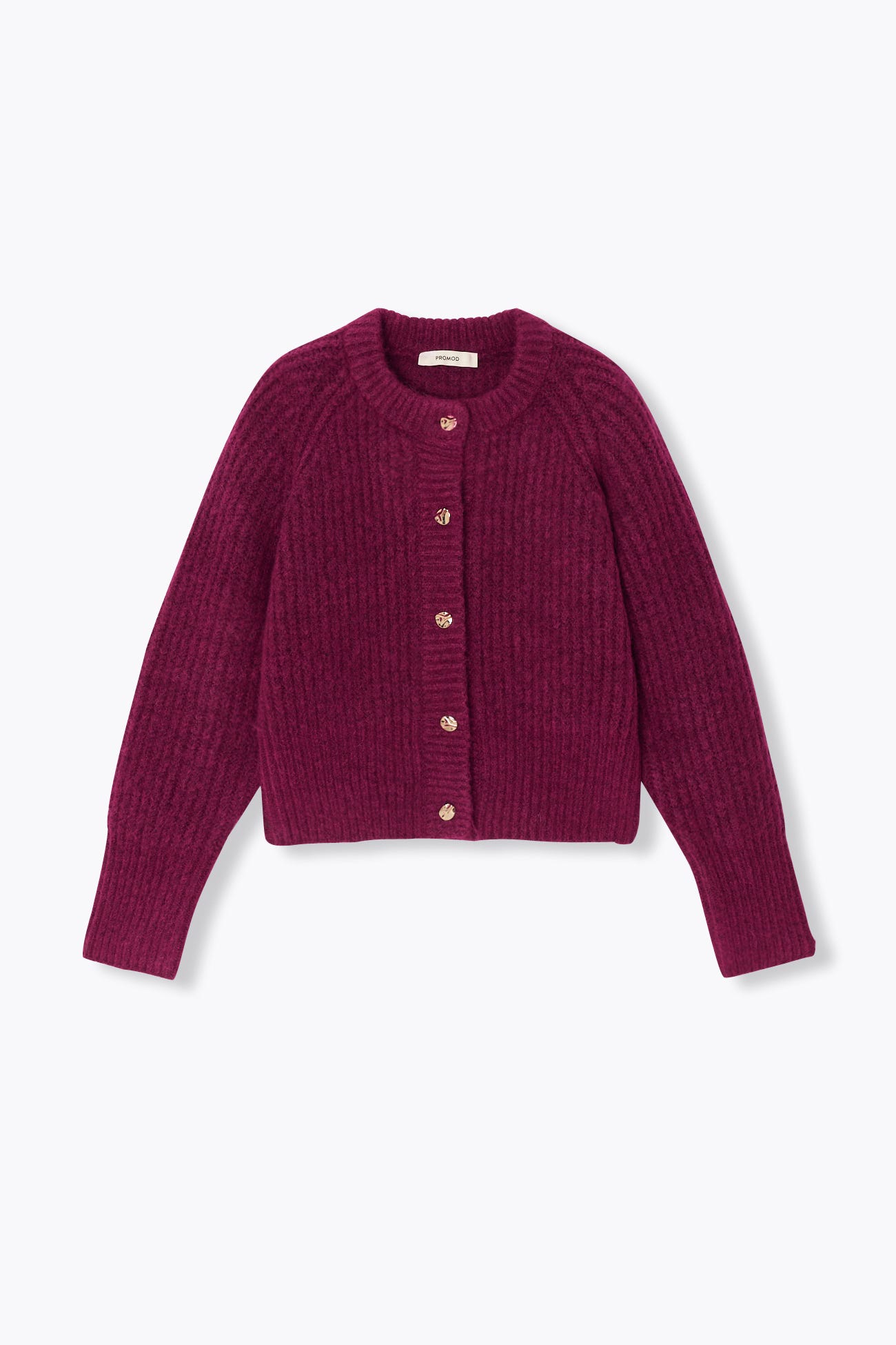 Cardigan côtelé col rond Femme