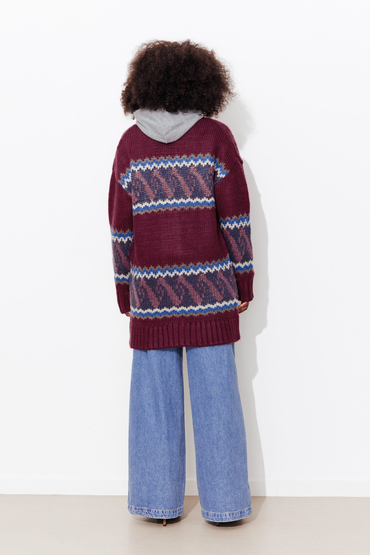 Long cardigan jacquard Femme