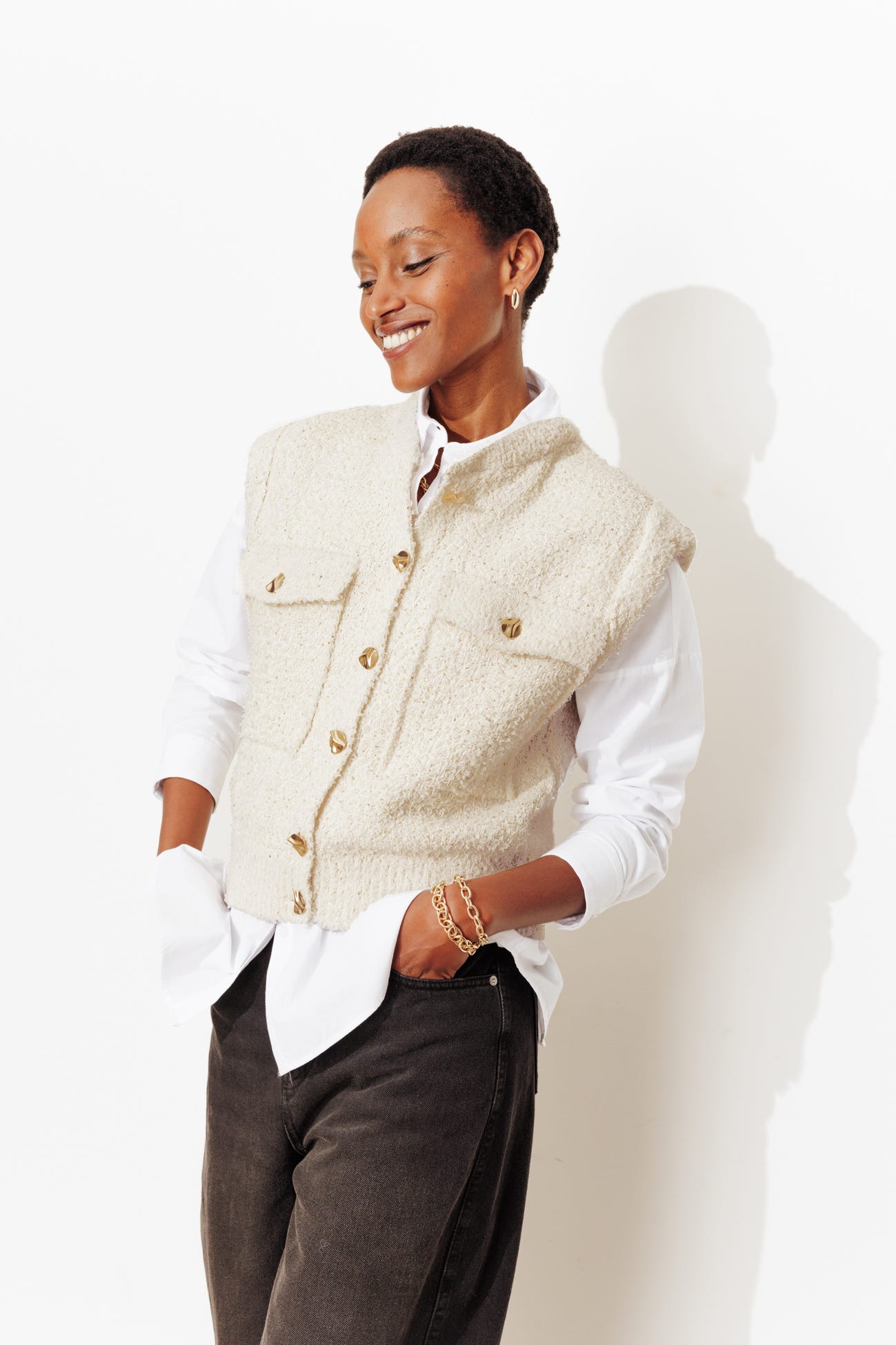 Cardigan irisé sans manches