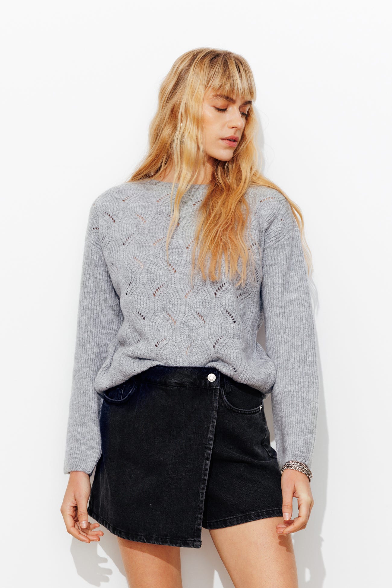 Pull torsadé ajouré Femme