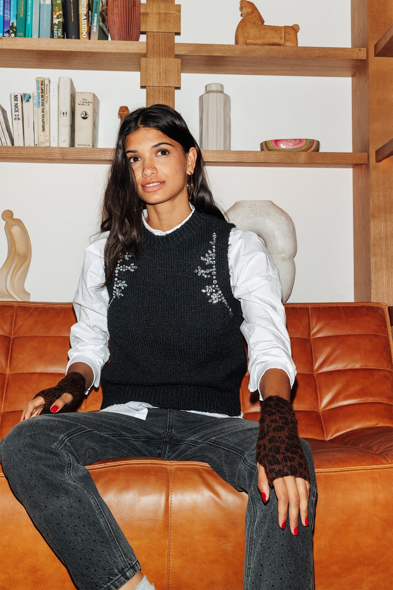 Pull sans manches à strass