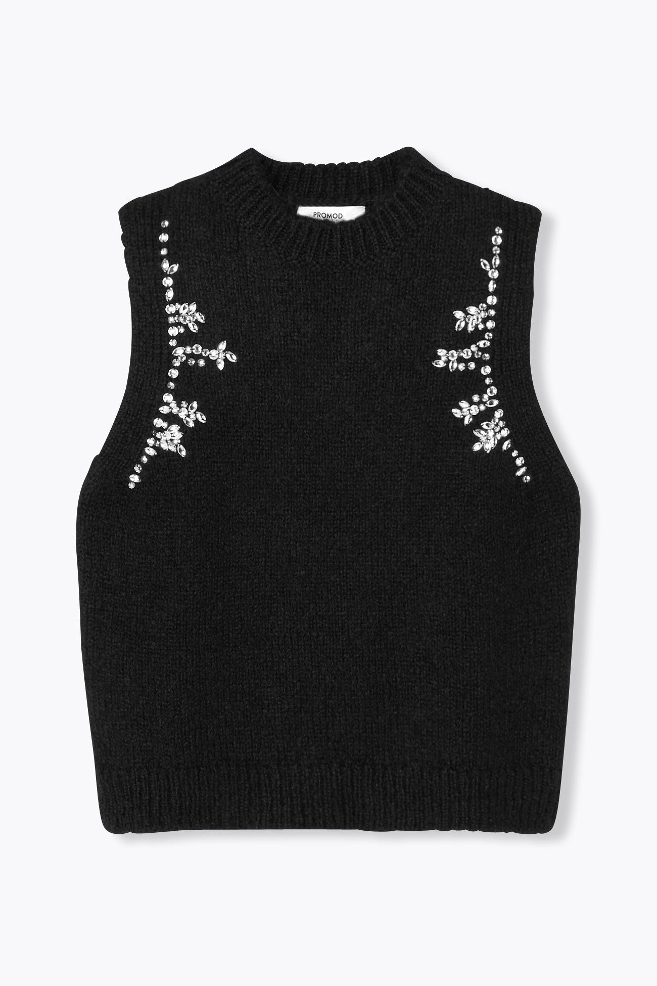 Pull sans manches à strass