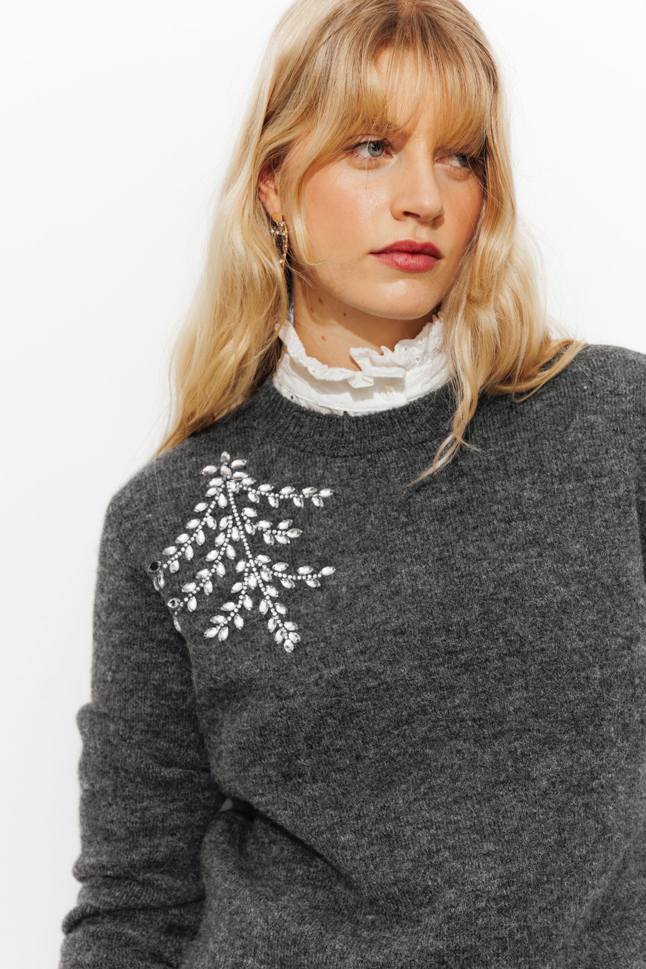 Pull bijou strassé Femme