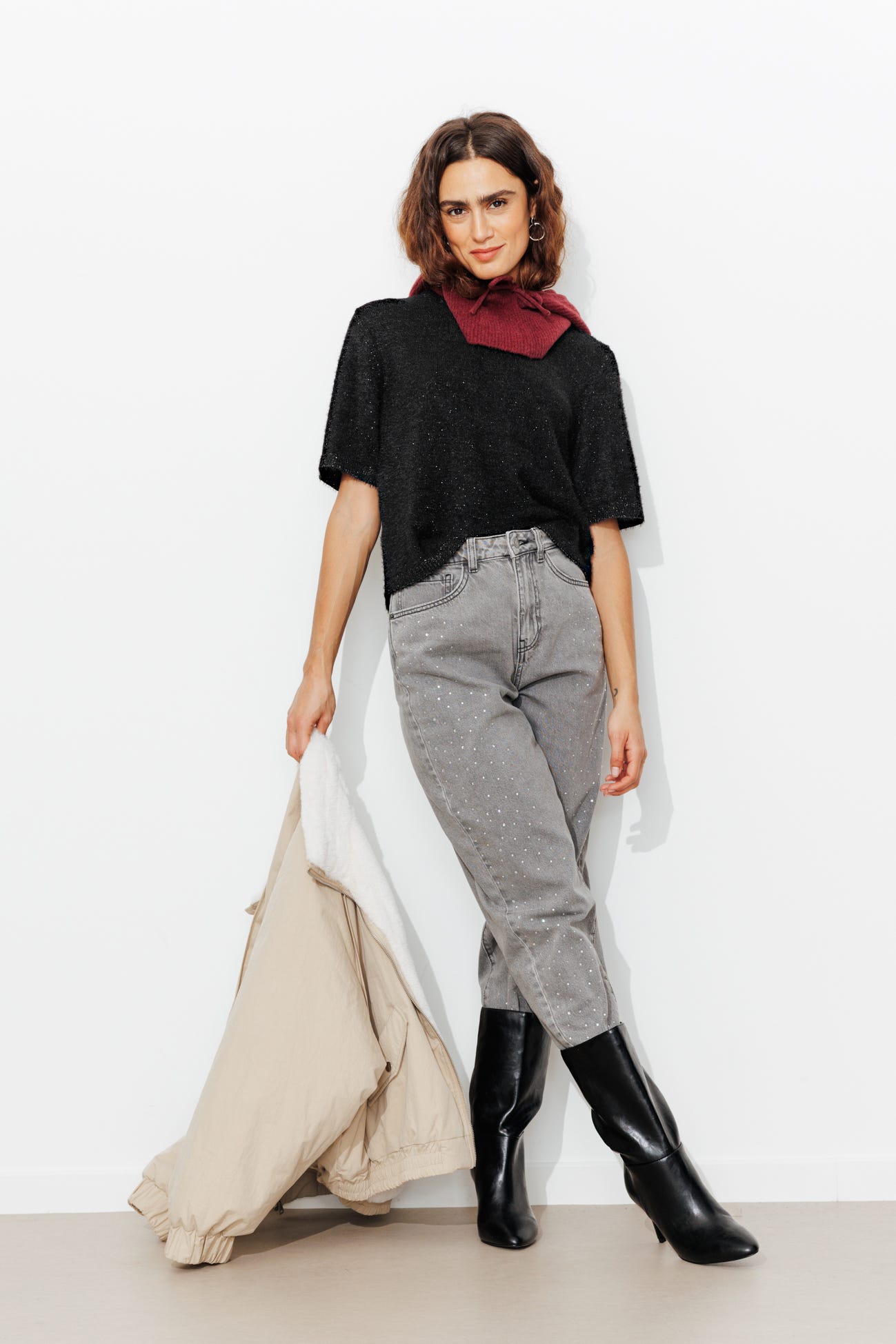 Pull pailleté manches courtes