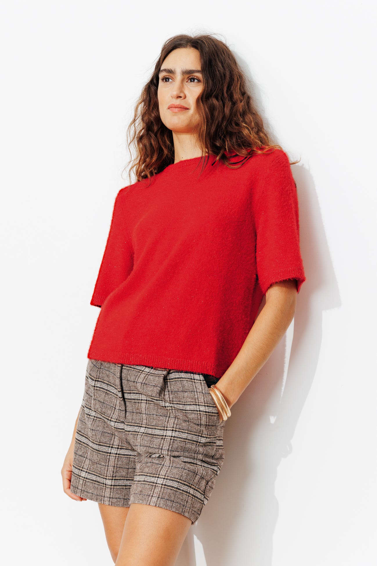 Pull pailleté manches courtes