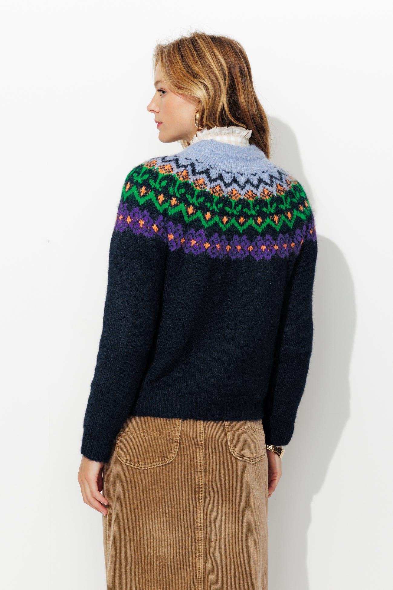Pull jacquard col rond Femme