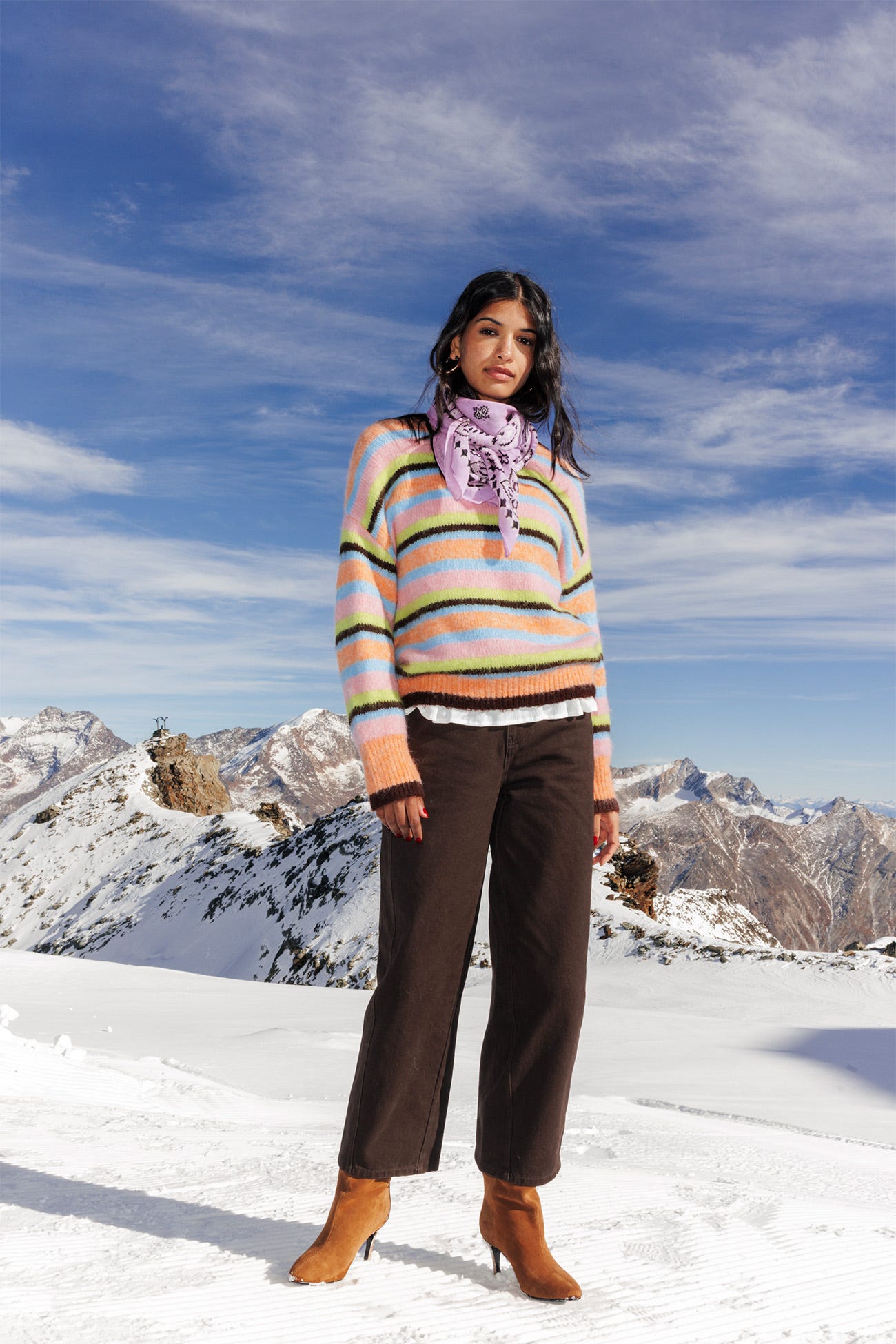 Pullover girocollo a righe