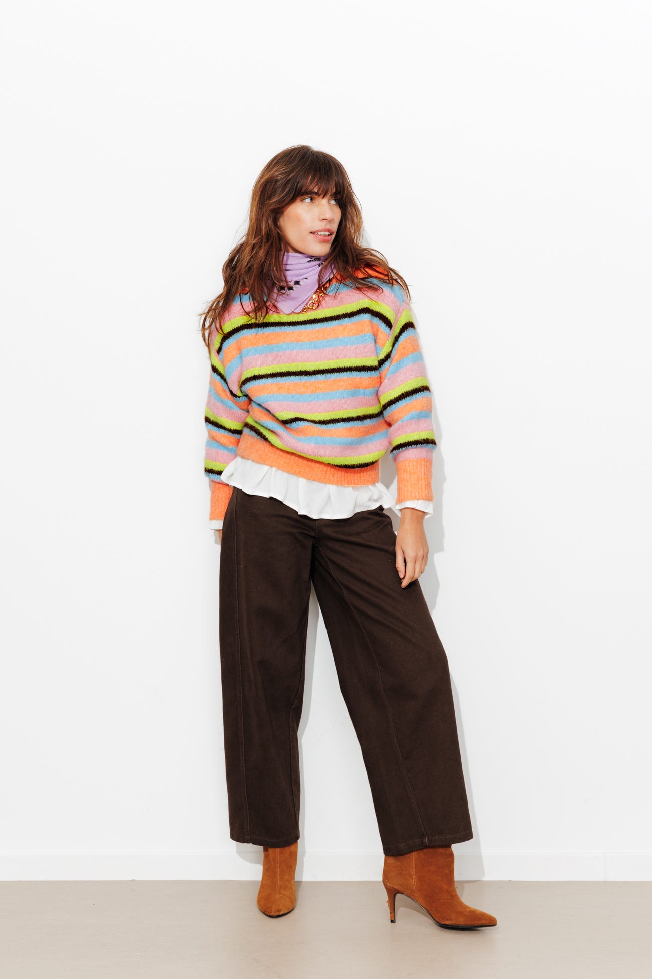 Pull rayé col rond Femme