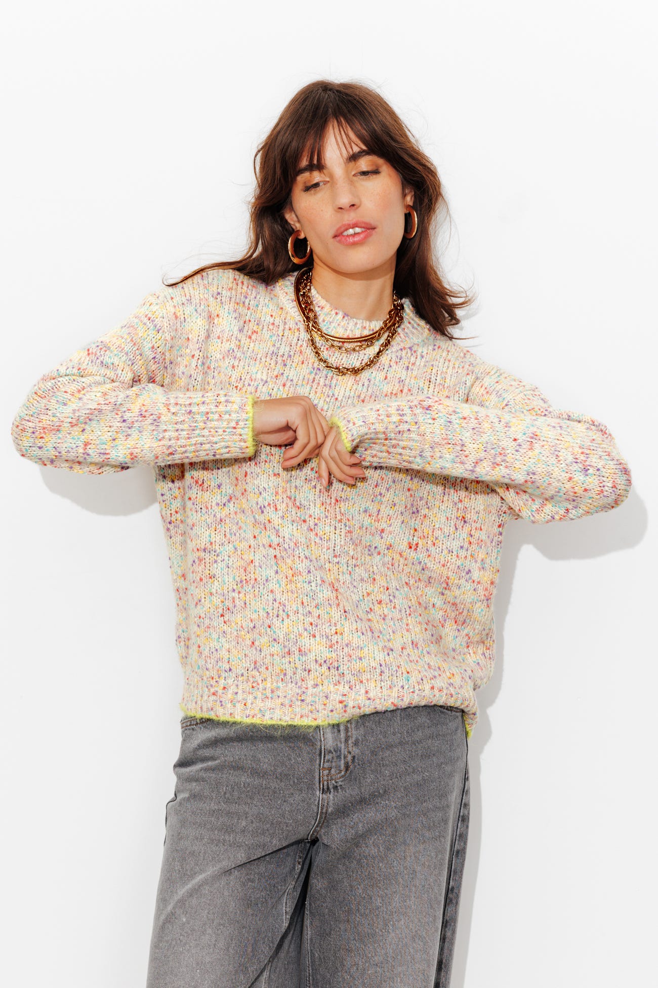 Pull oversize moucheté Femme