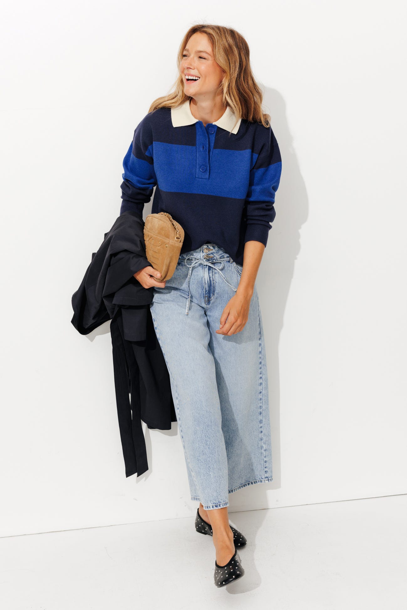 Pull polo rayé Femme