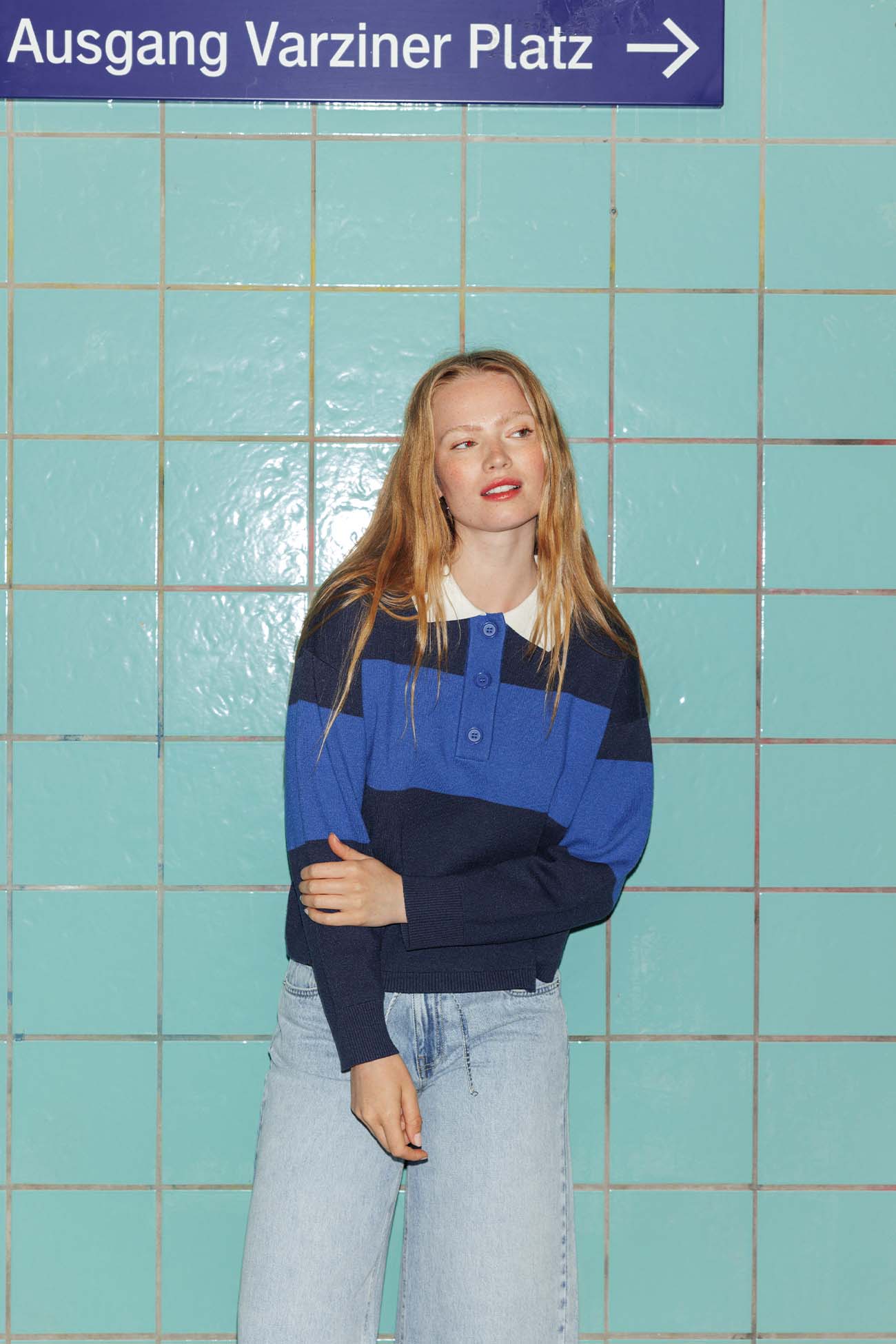 Striped polo jumper