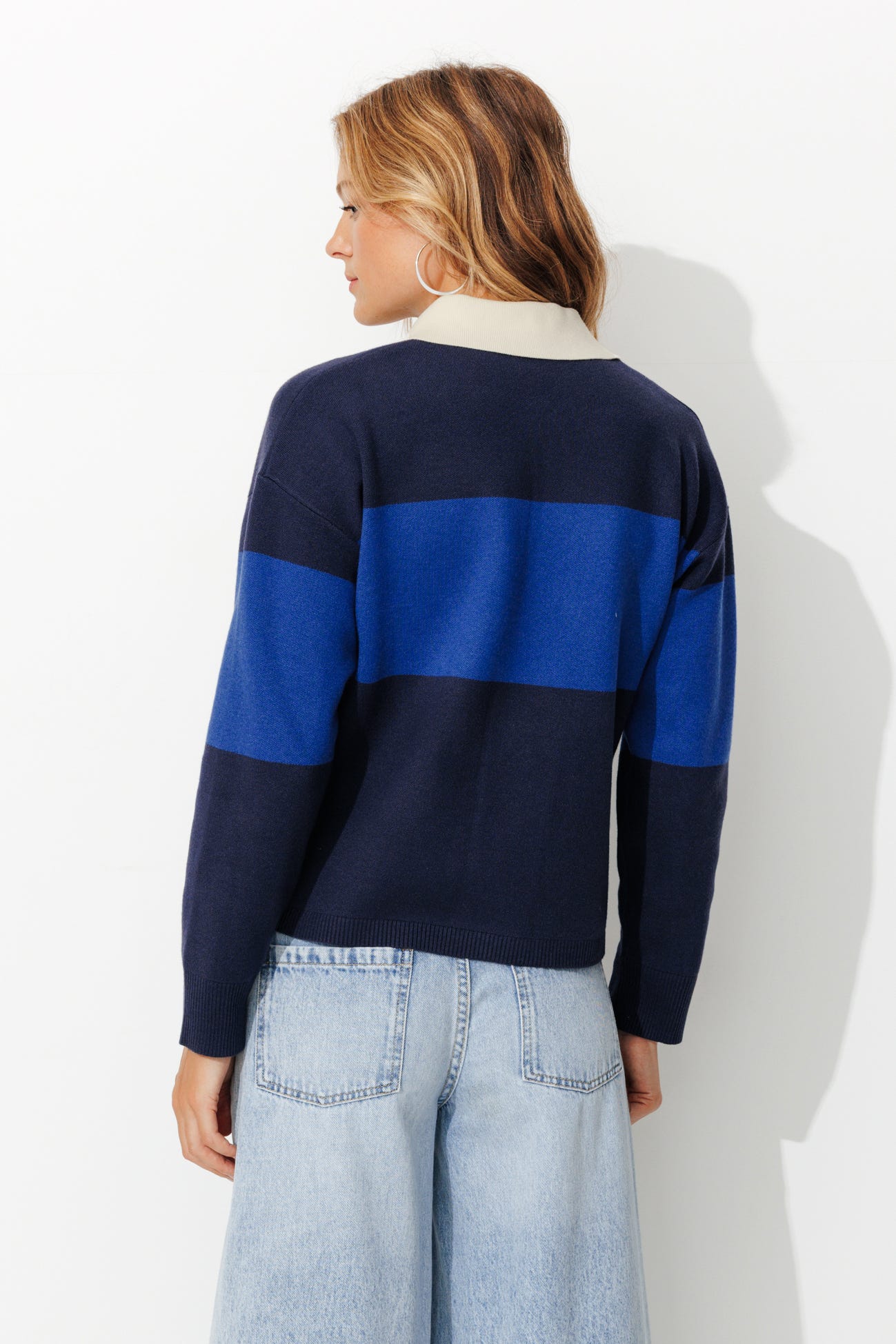 Pull polo rayé Femme