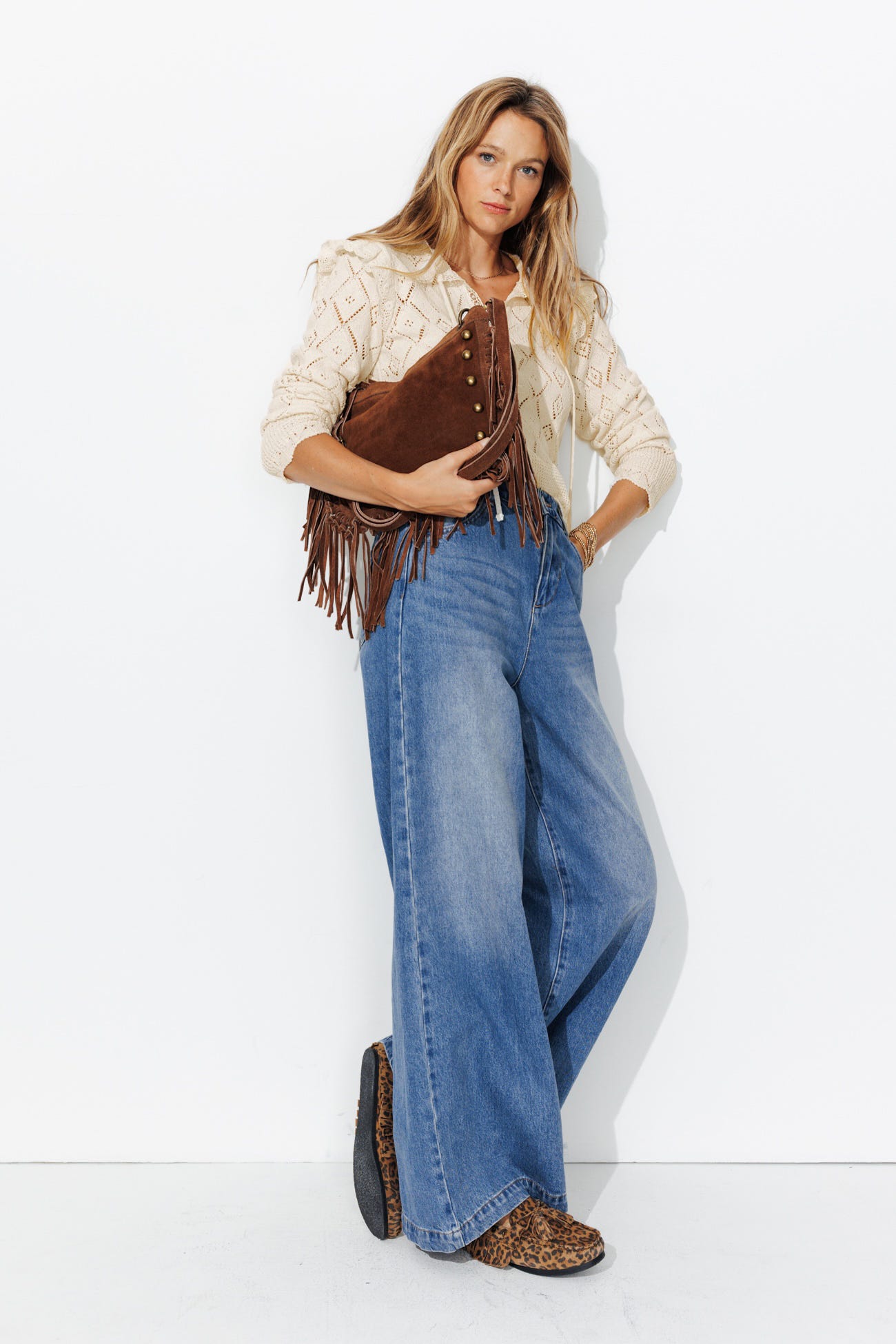 Pull ajouré volanté Femme