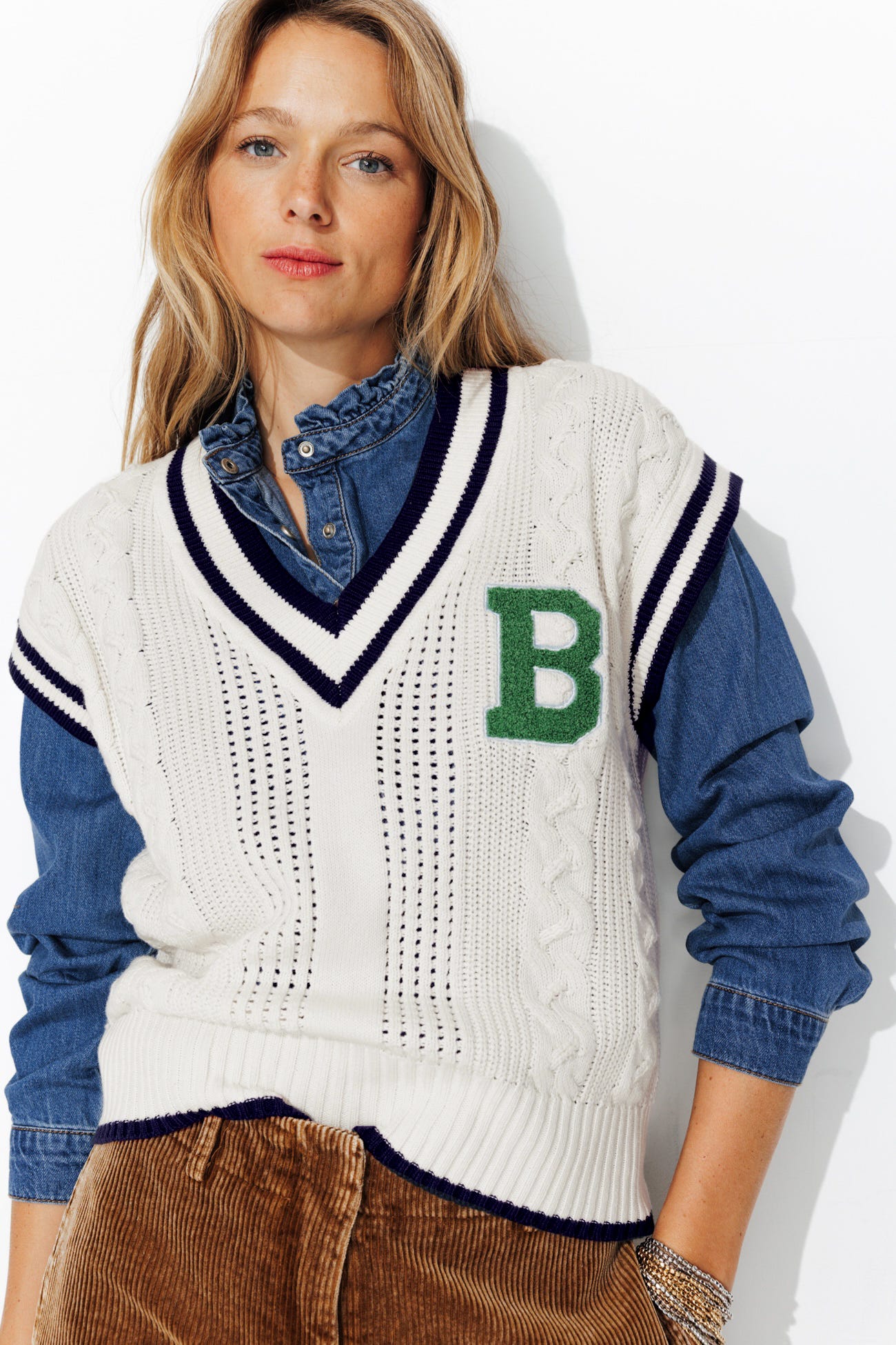 Pull torsadé sans manches