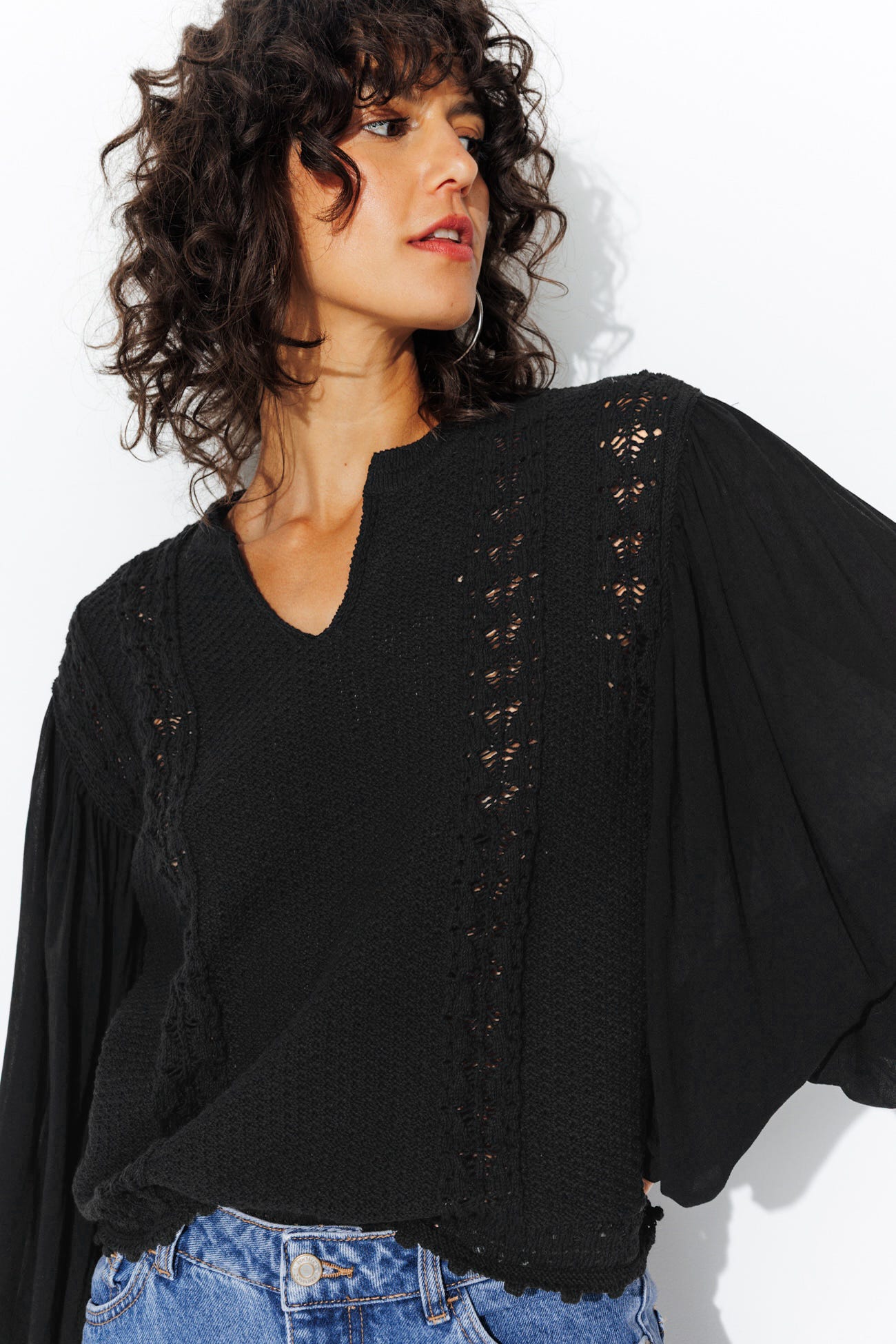 Pull ajouré effet 2 en 1
