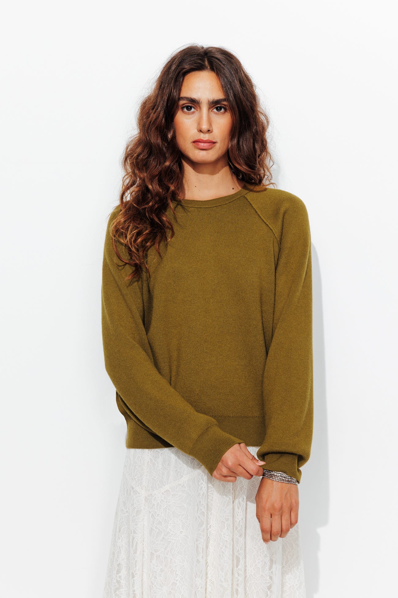 Pull uni col rond Femme
