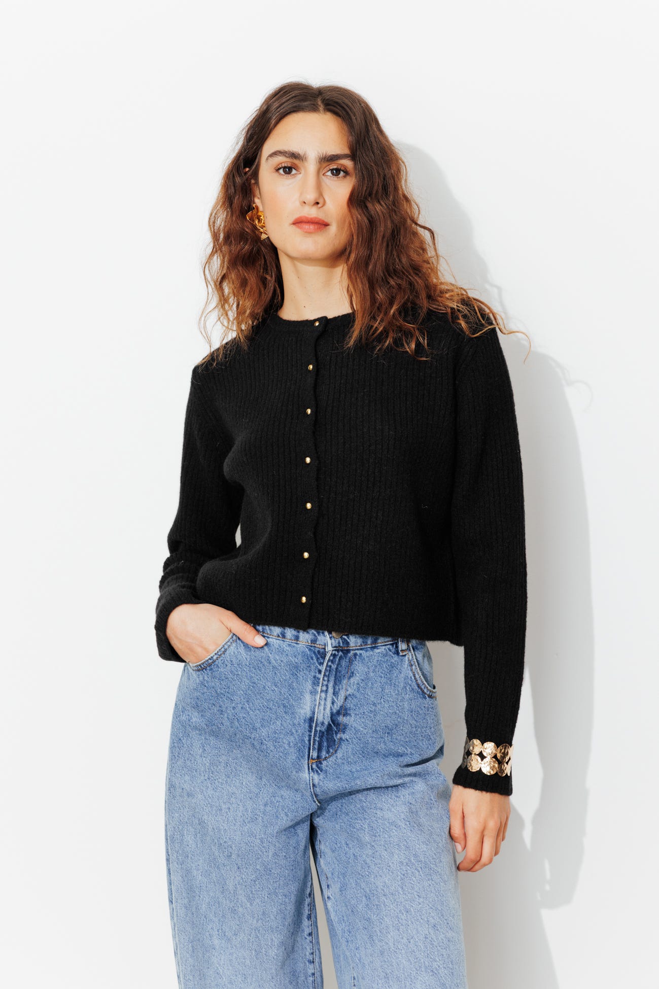 Cardigan corto a costine