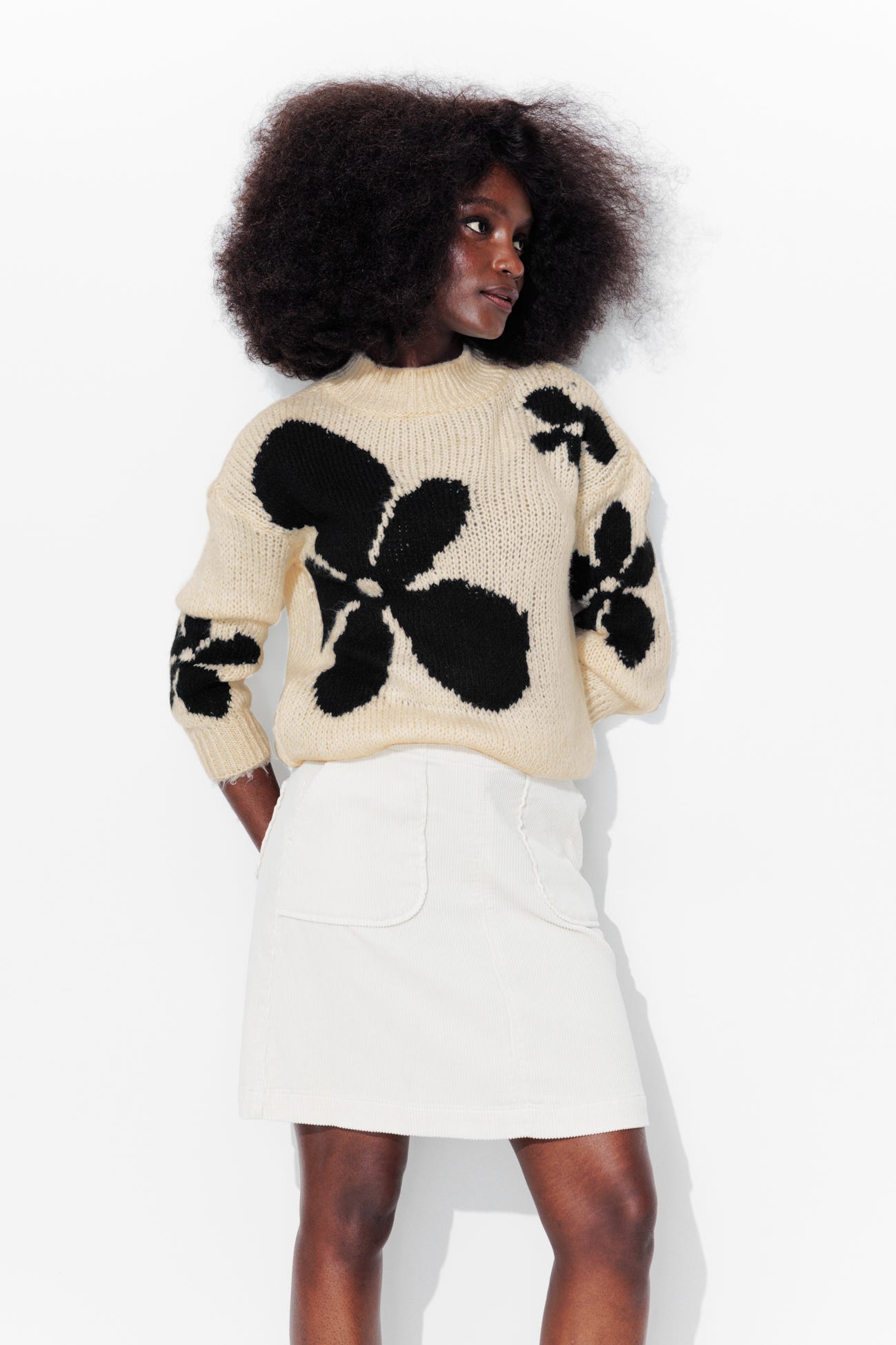 Pull à fleurs Femme