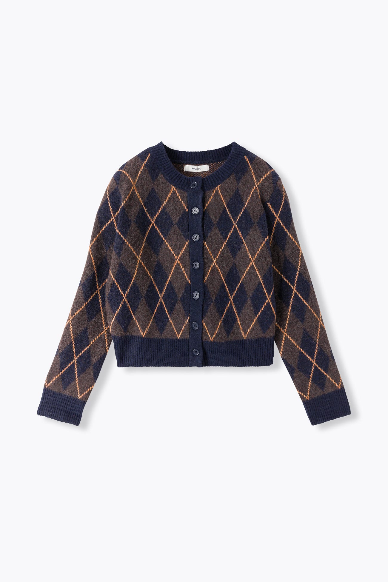 Short diamond-pattern cardigan