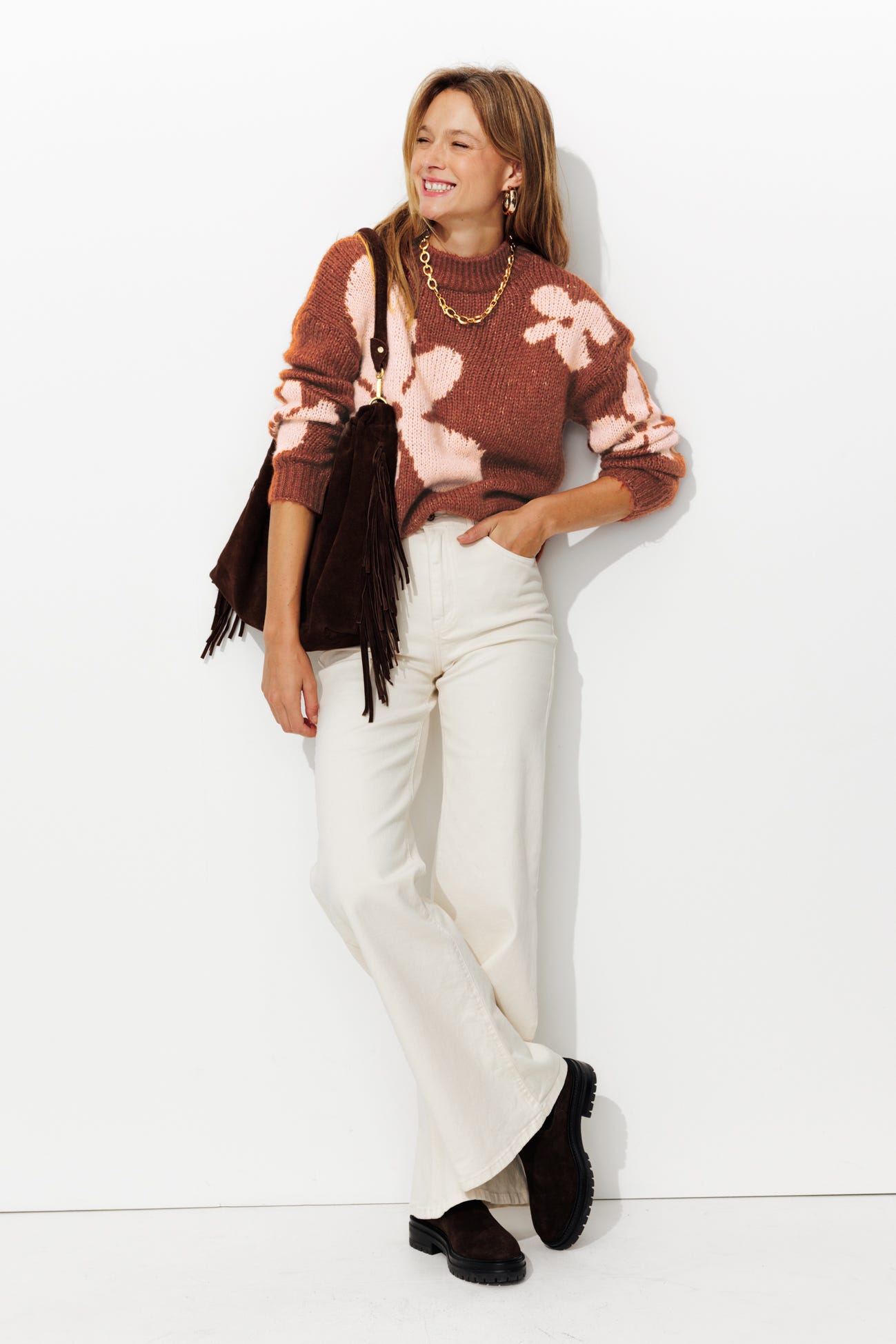 Pull à fleurs Femme