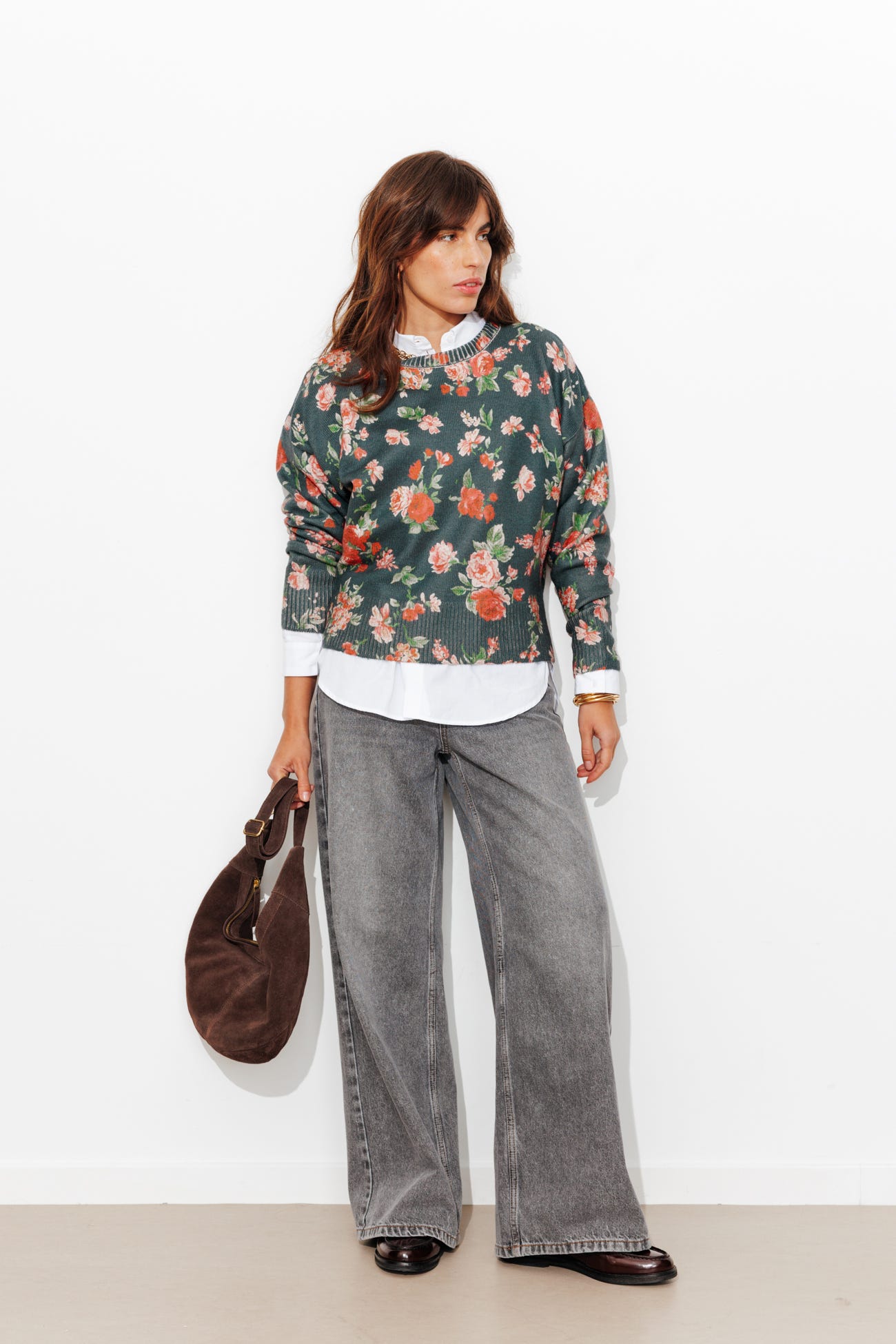 Pull à fleurs Femme