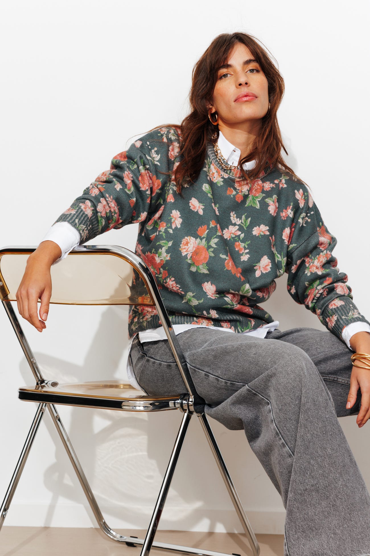 Pull à fleurs Femme