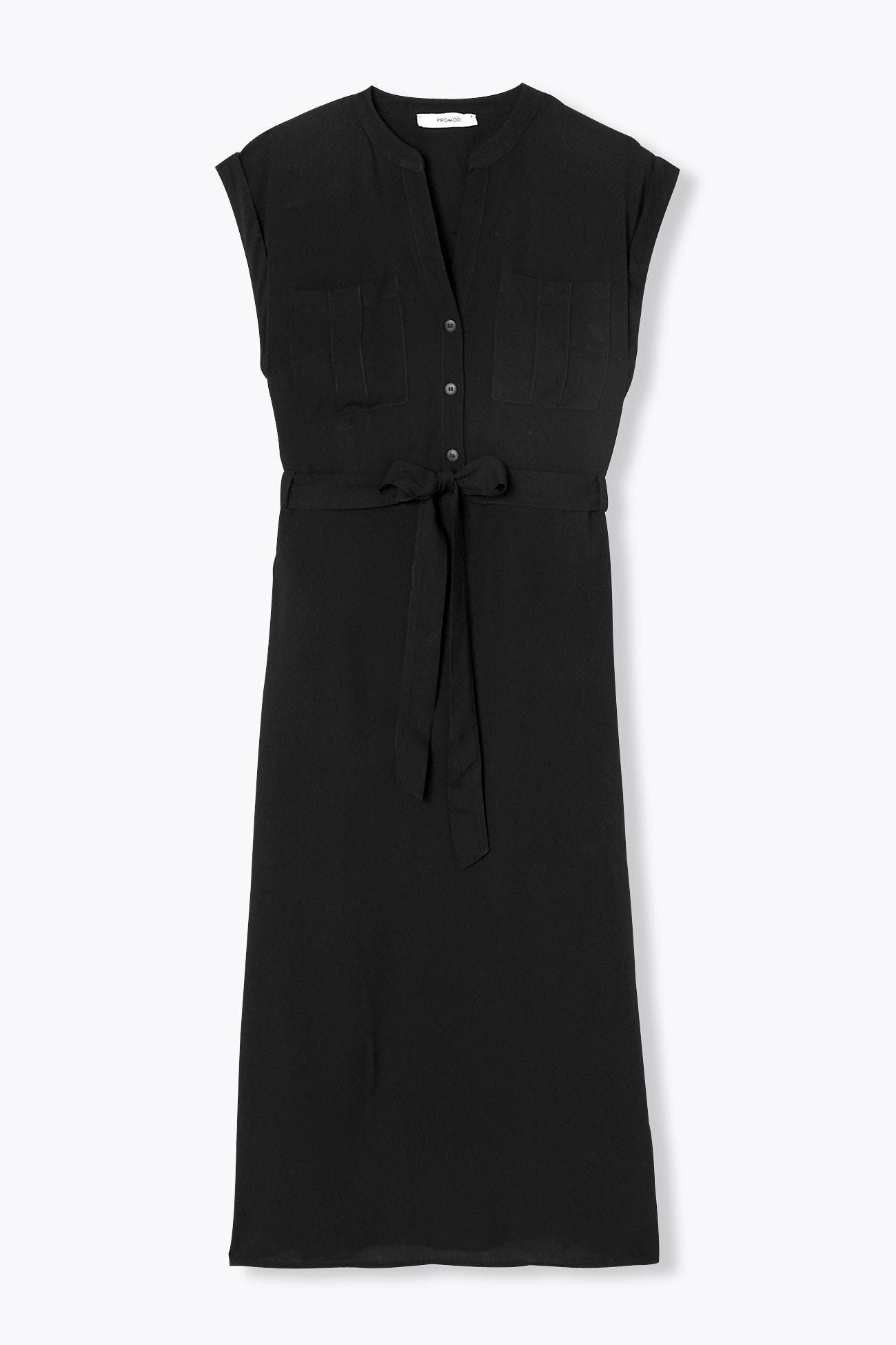 Robe midi ceinturée unie